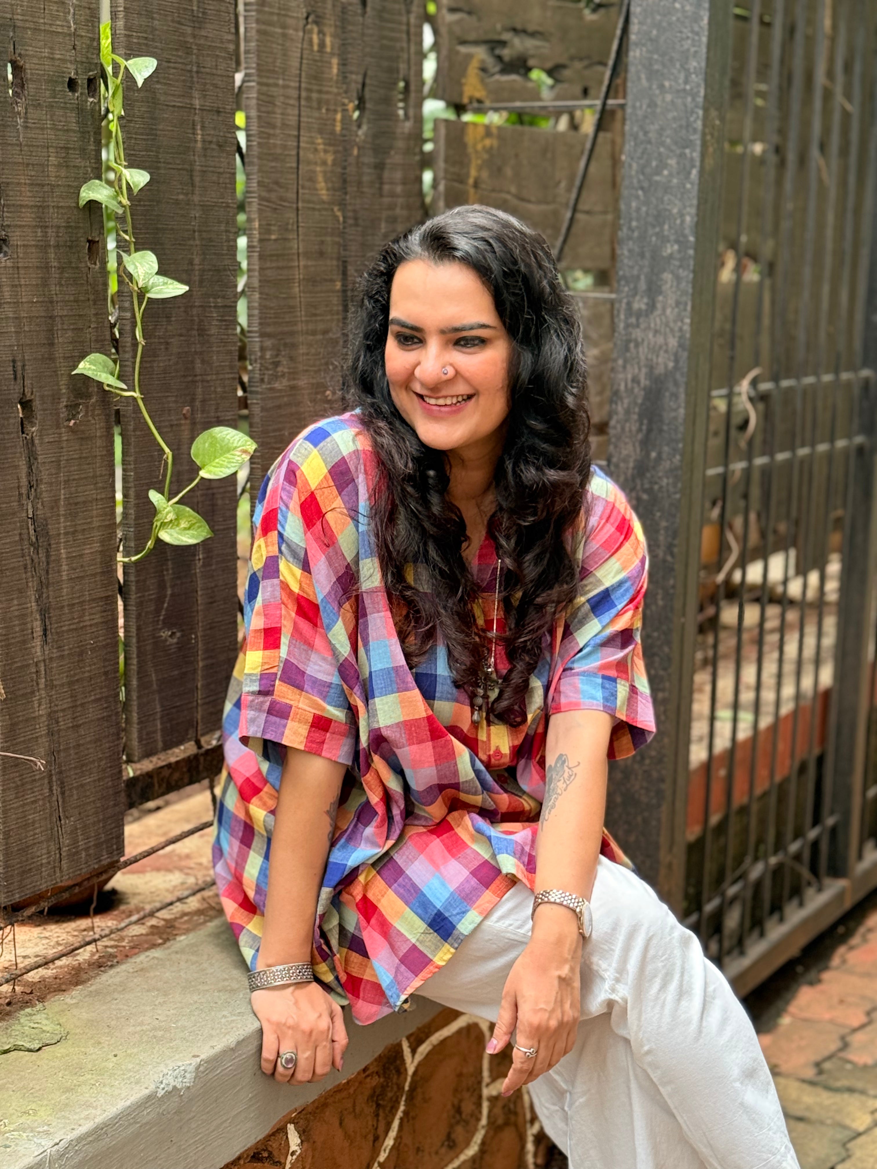 Madras Check Kaftan Shirt