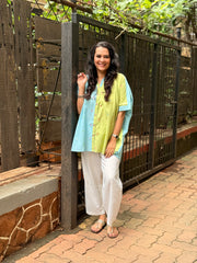Pastel Jamdani Kaftan Shirt