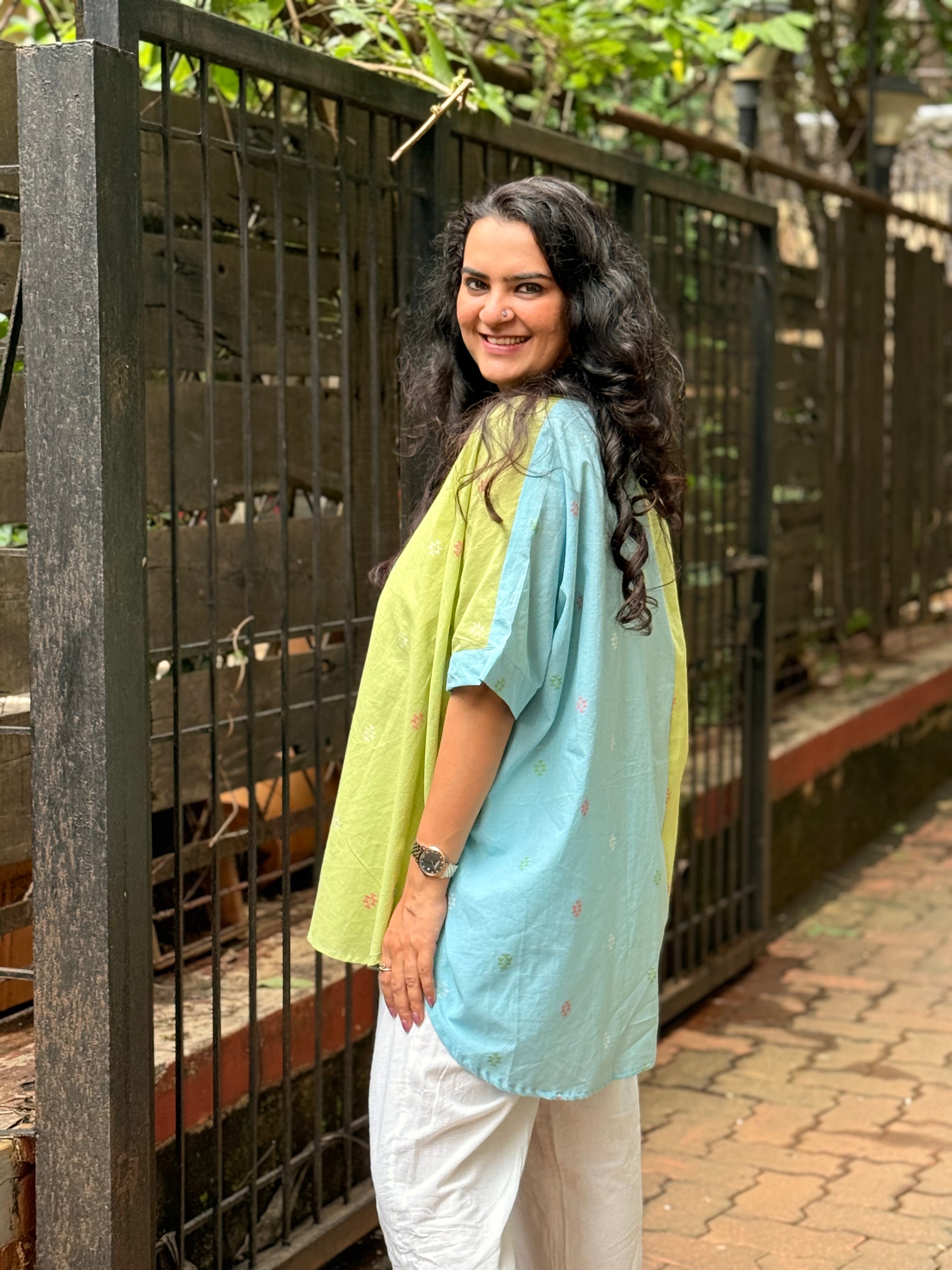 Pastel Jamdani Kaftan Shirt
