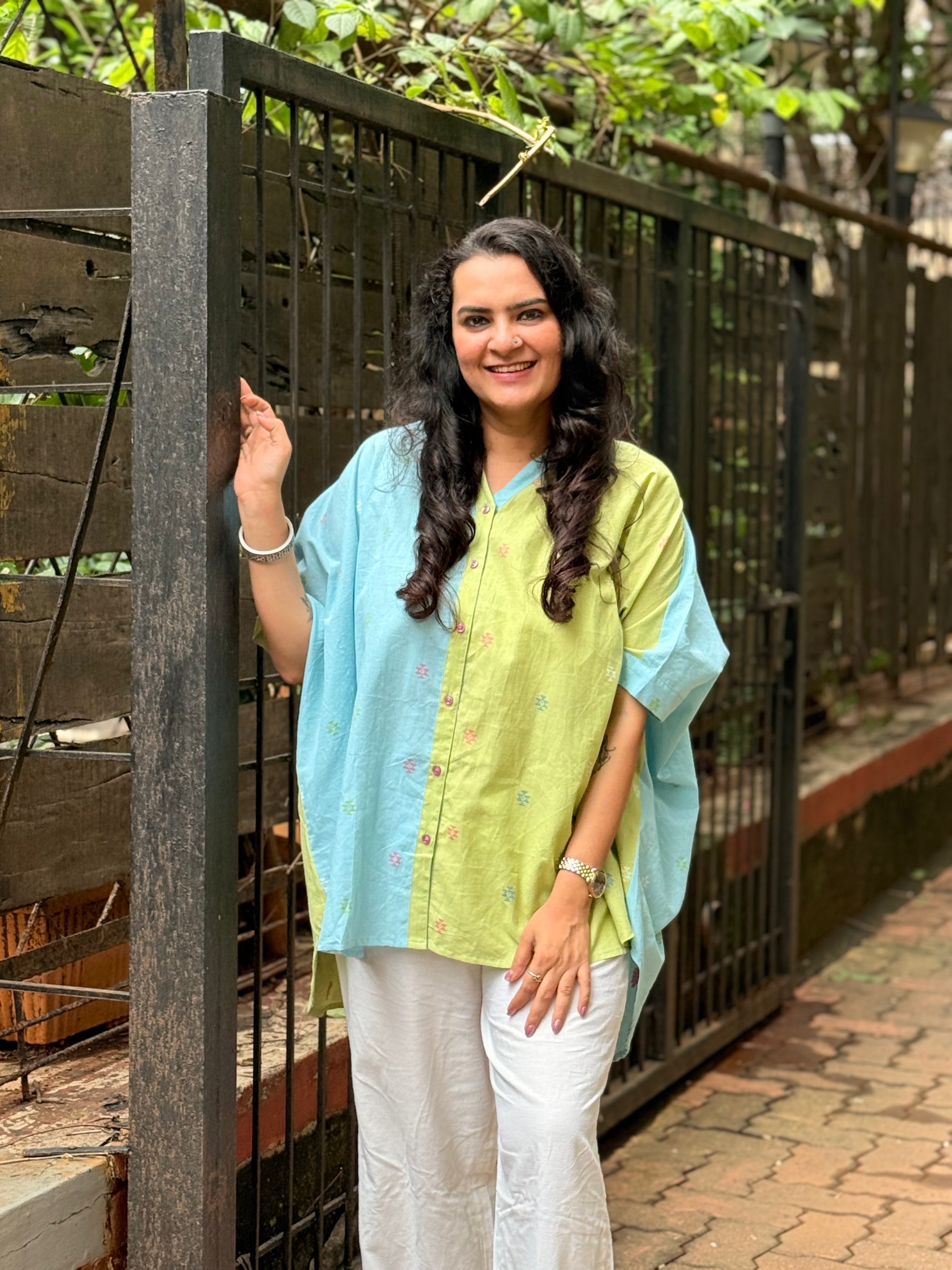 Pastel Jamdani Kaftan Shirt