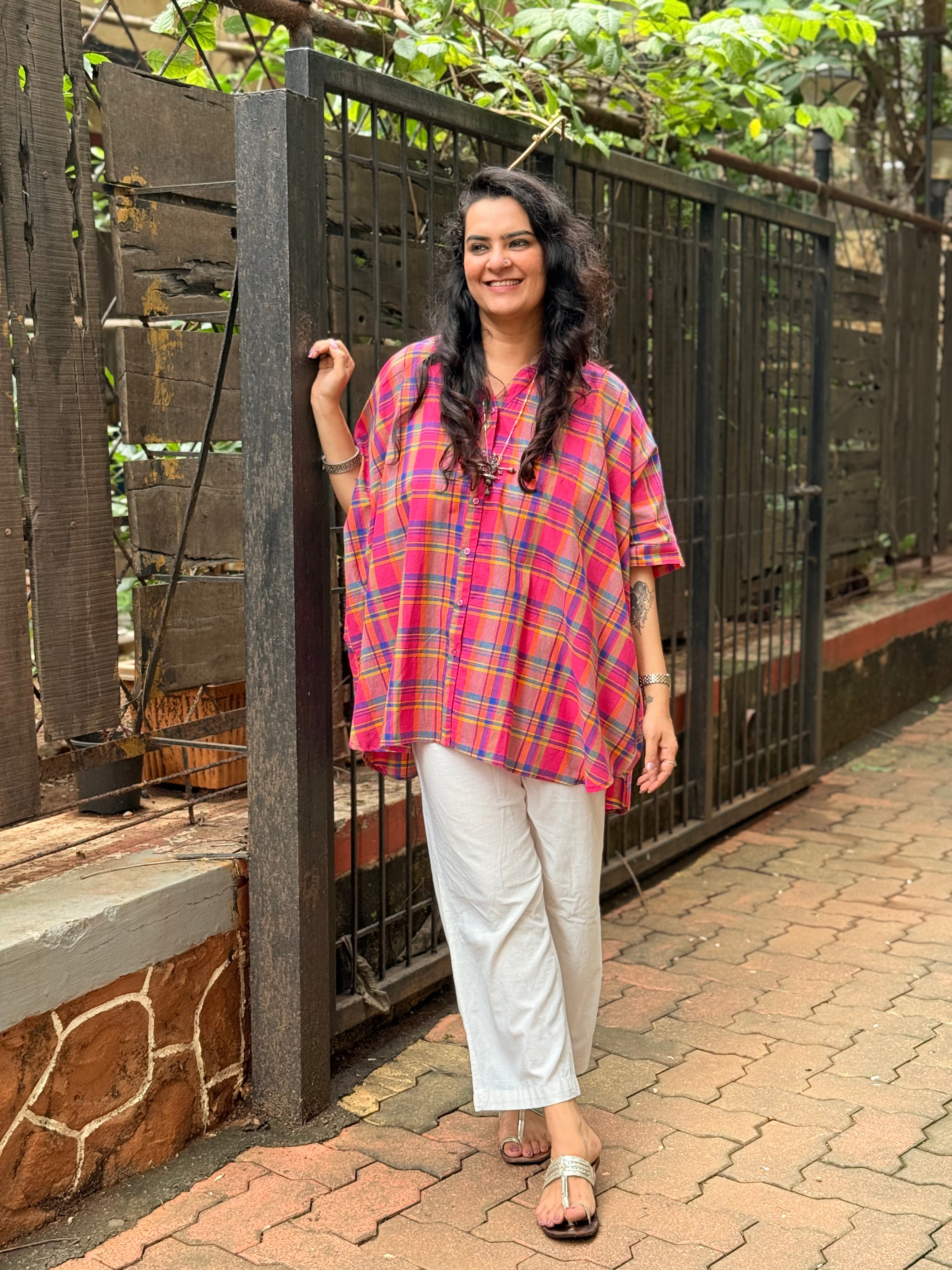 Madras Check Kaftan Shirt