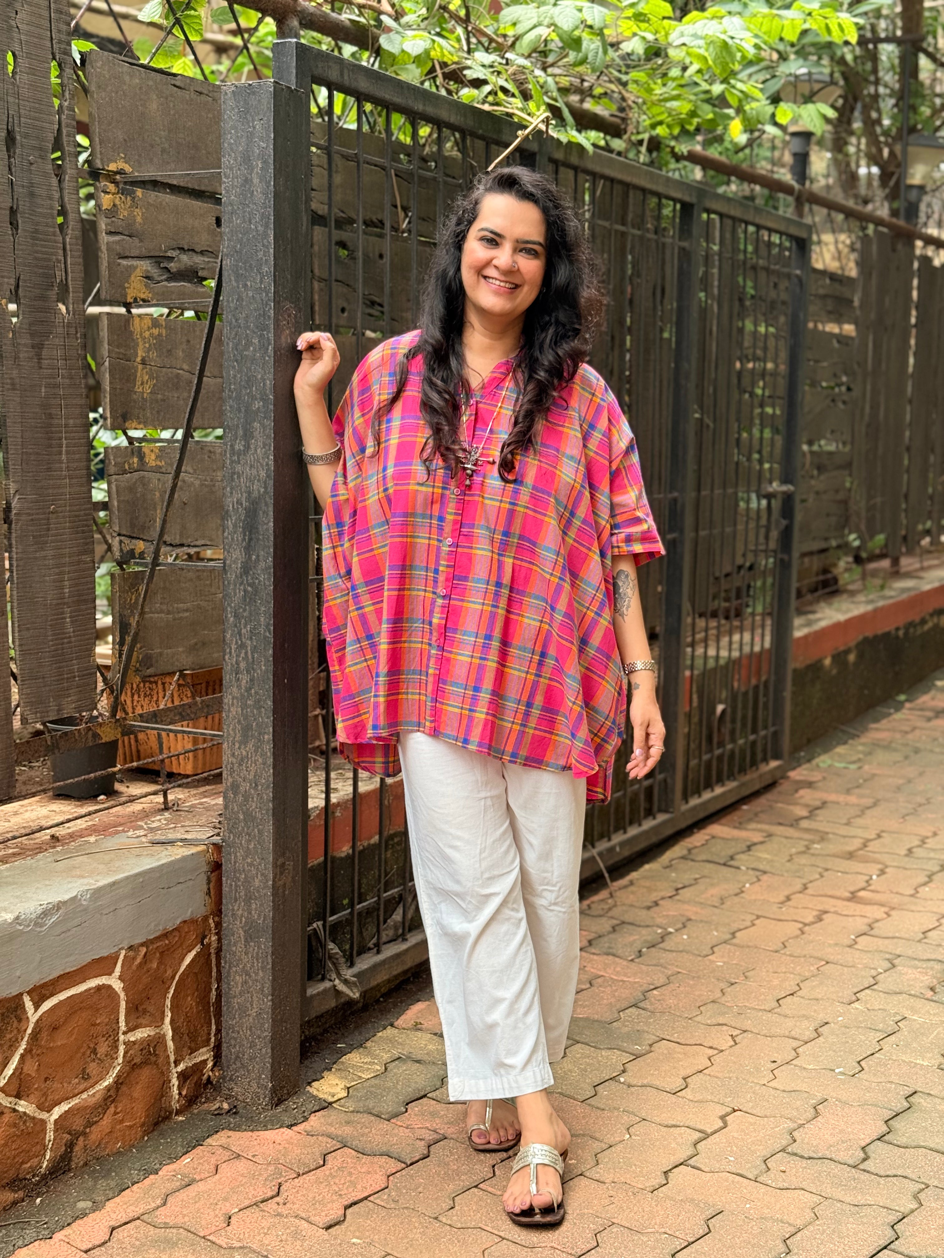 Madras Check Kaftan Shirt