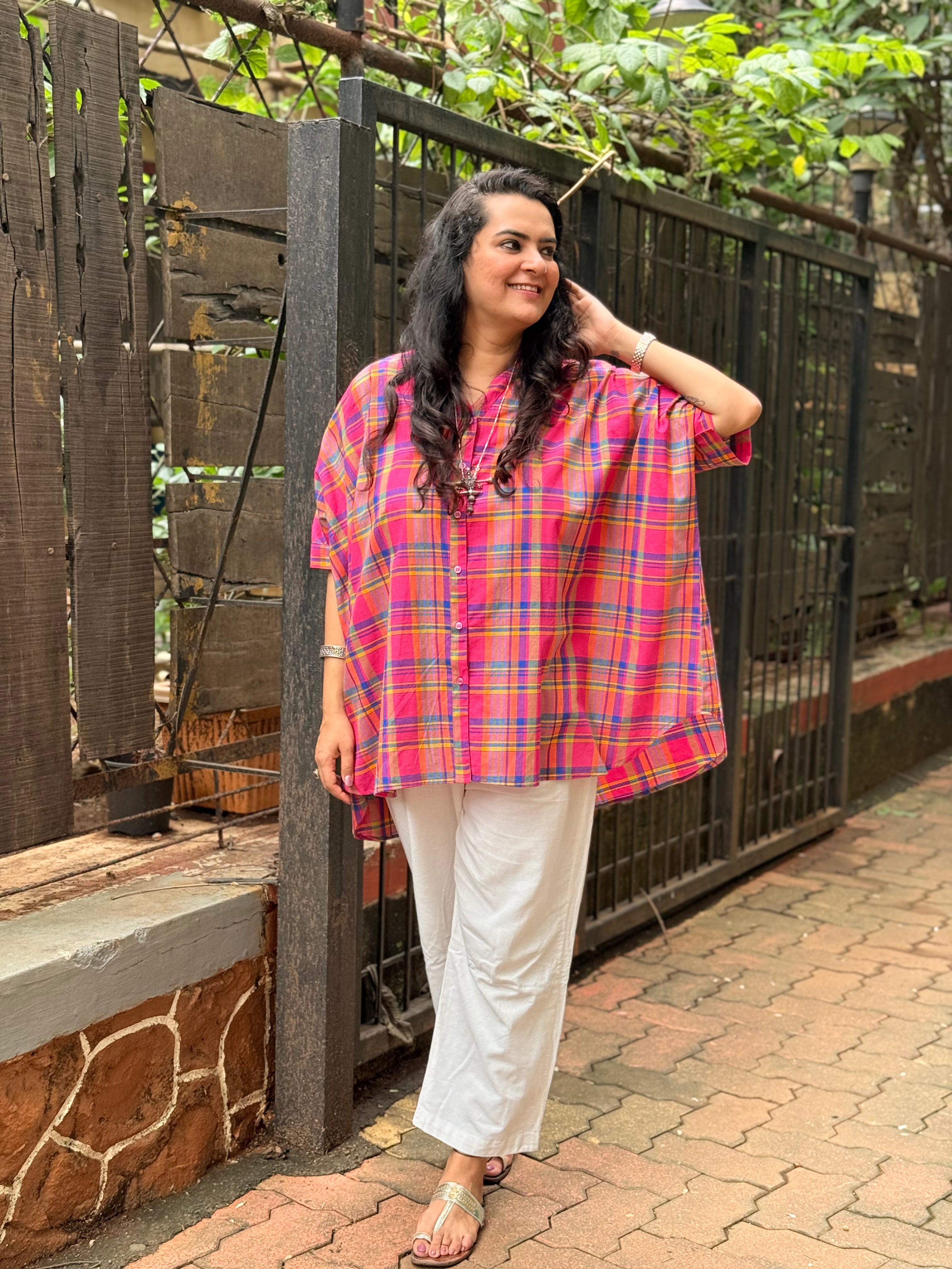 Madras Check Kaftan Shirt
