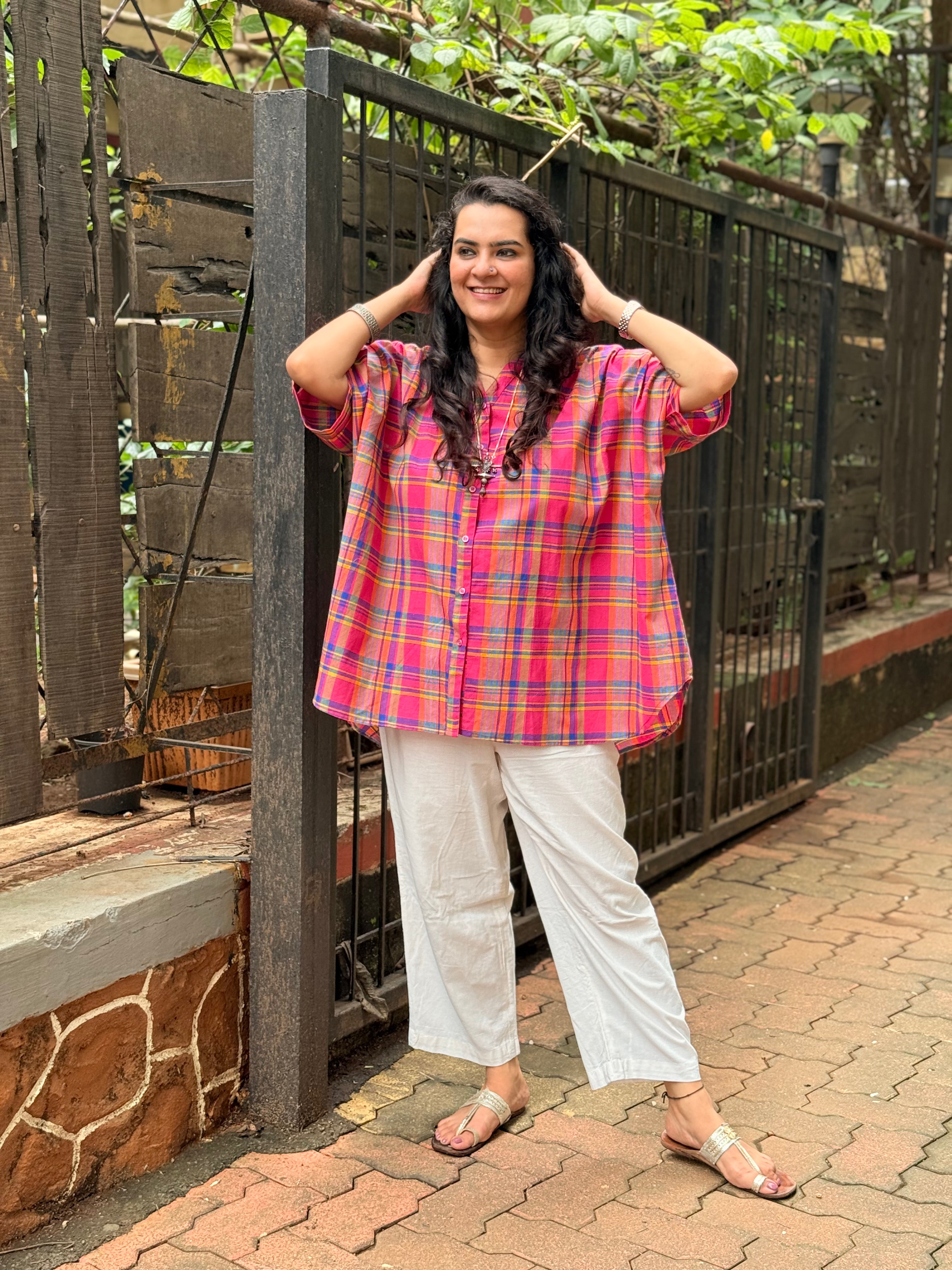 Madras Check Kaftan Shirt