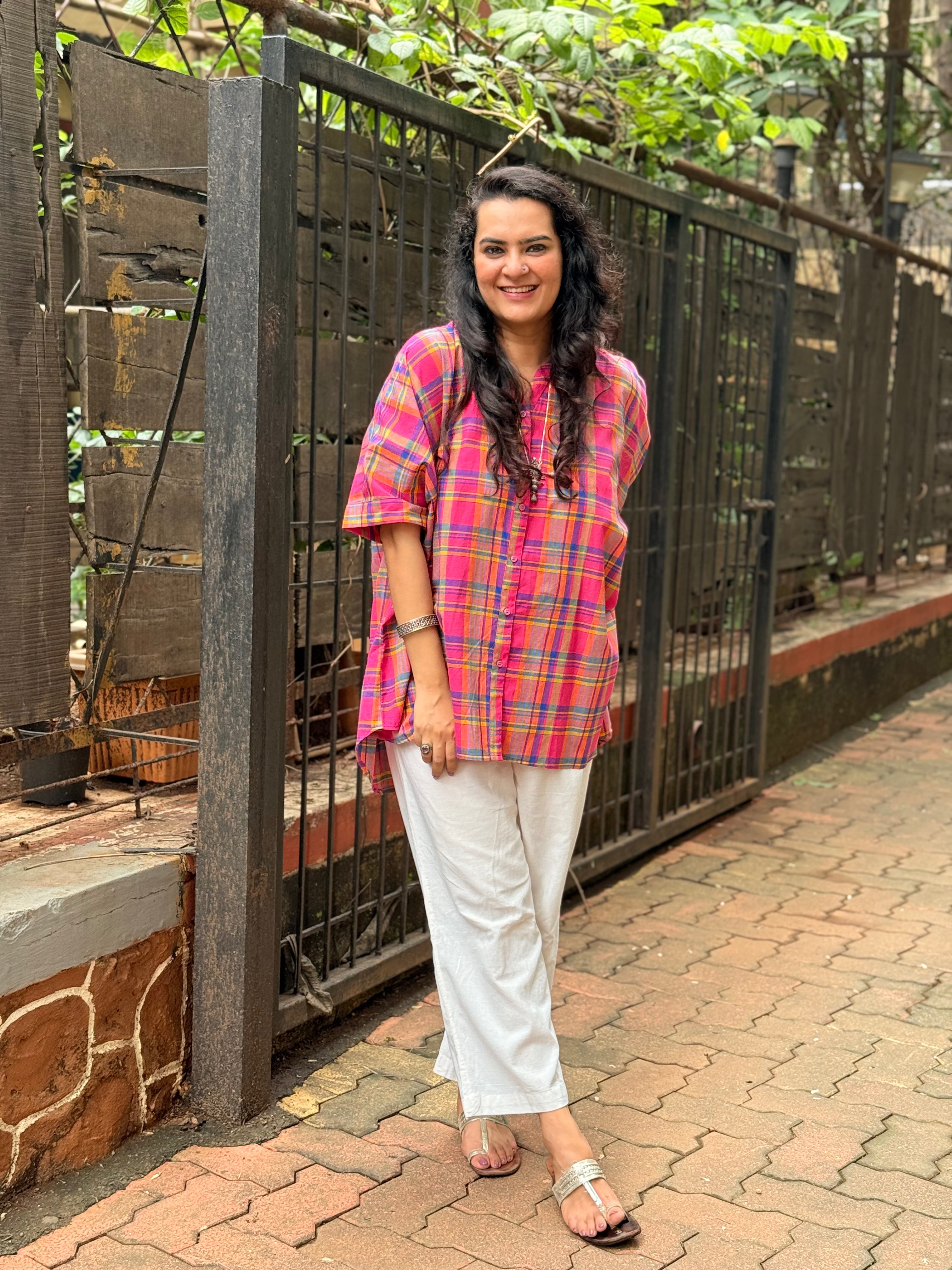 Madras Check Kaftan Shirt