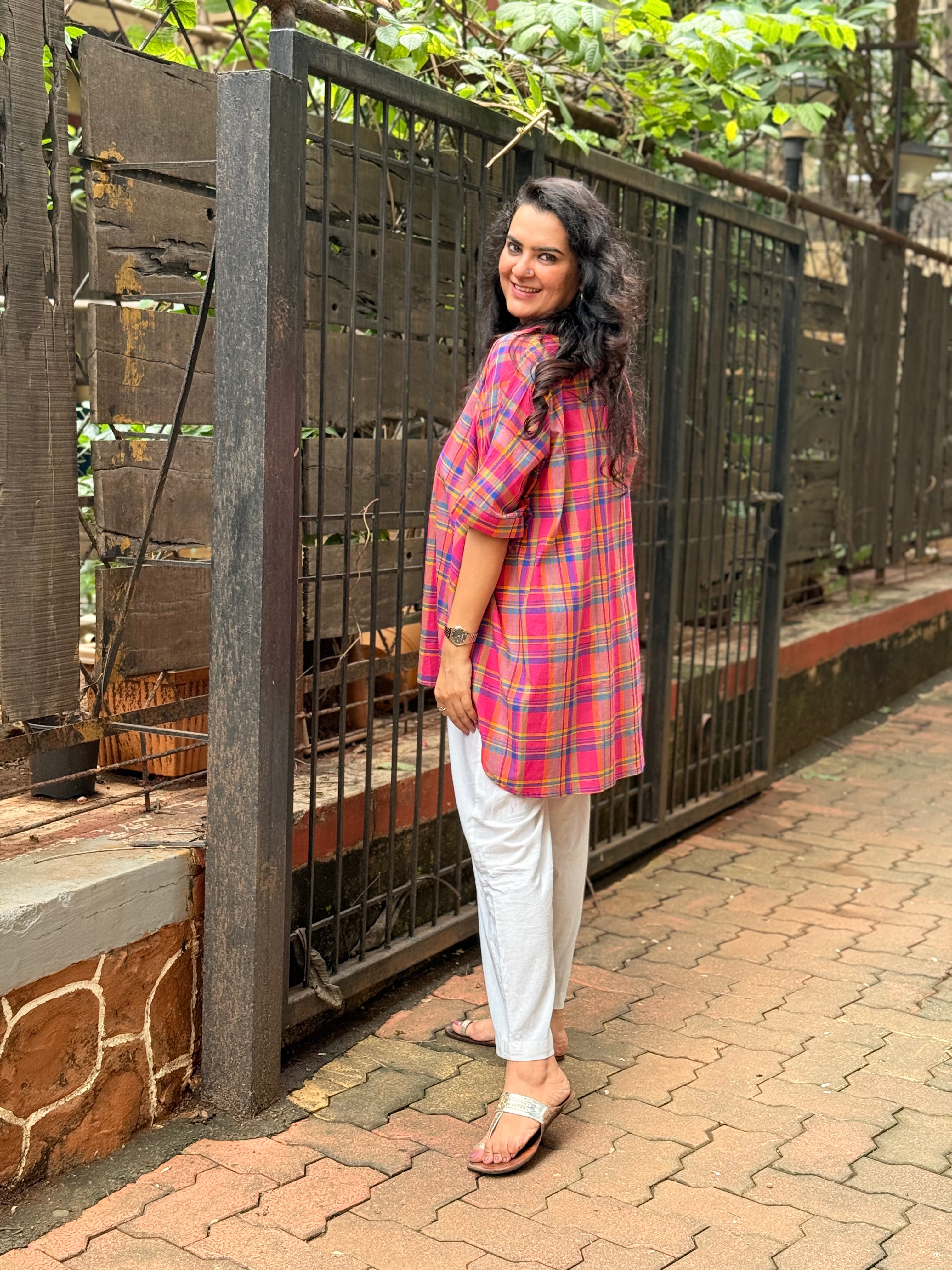 Madras Check Kaftan Shirt