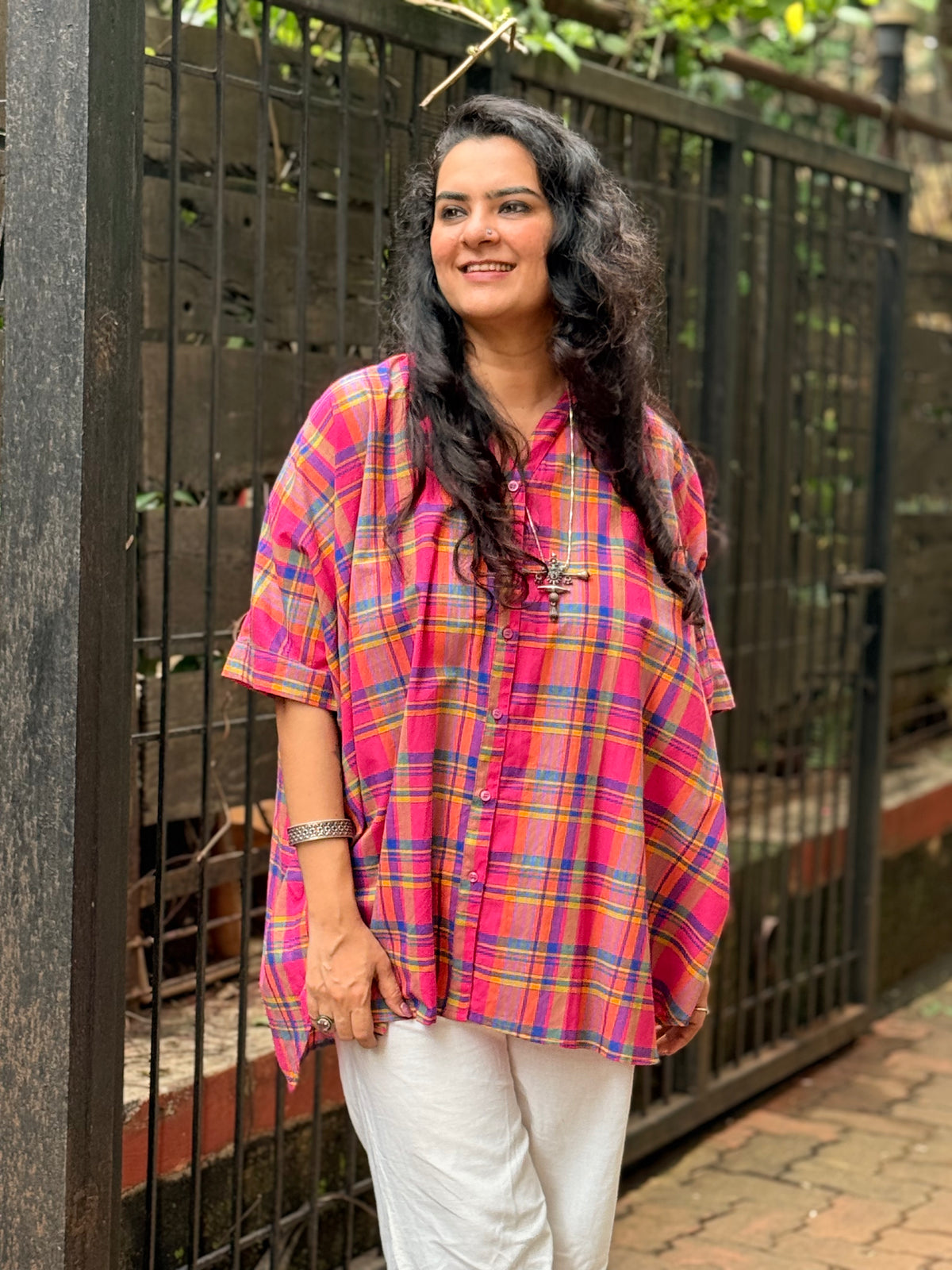Madras Check Kaftan Shirt