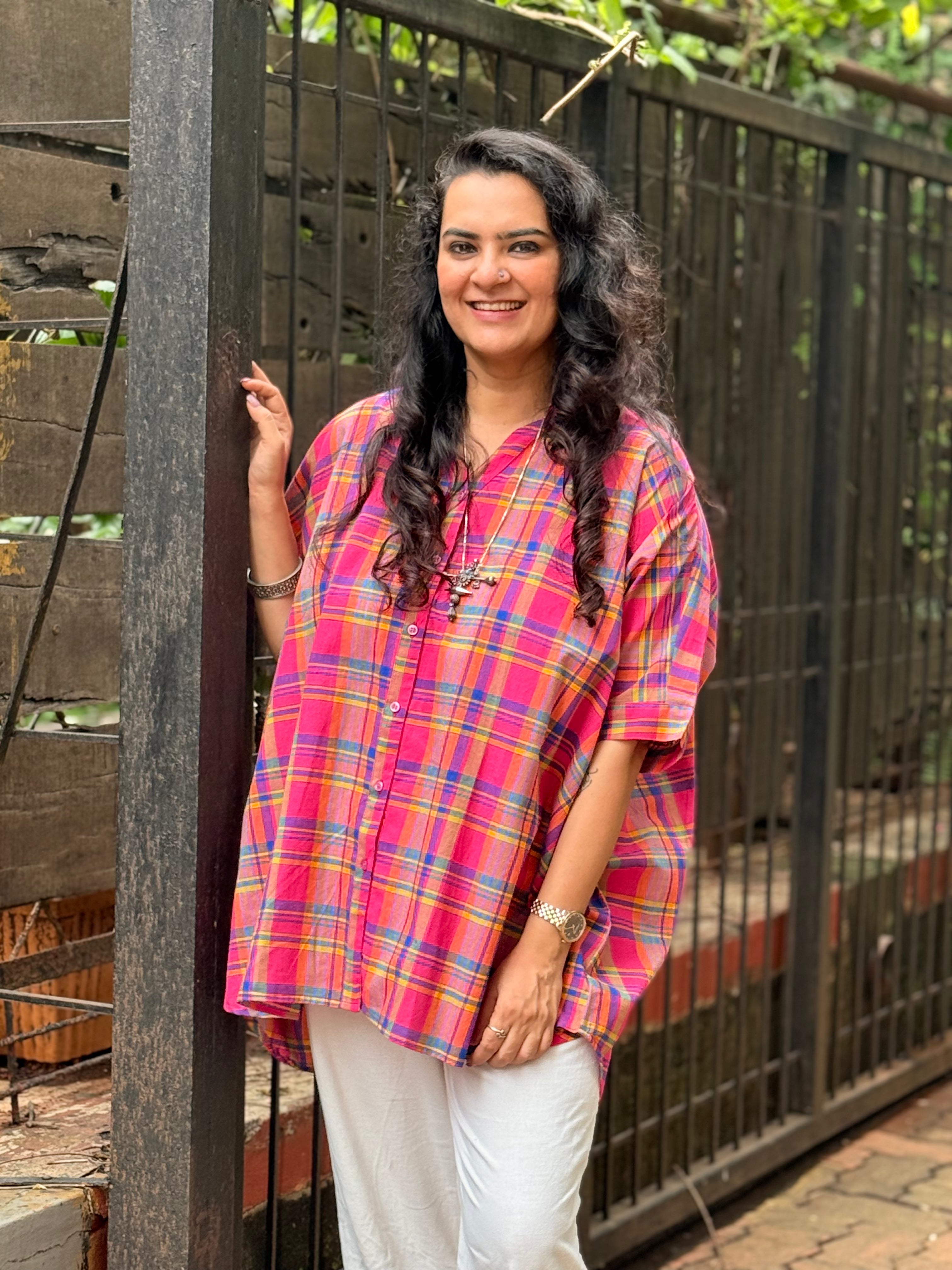 Madras Check Kaftan Shirt