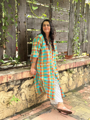 Madras Check Antifit Kurta - Teal