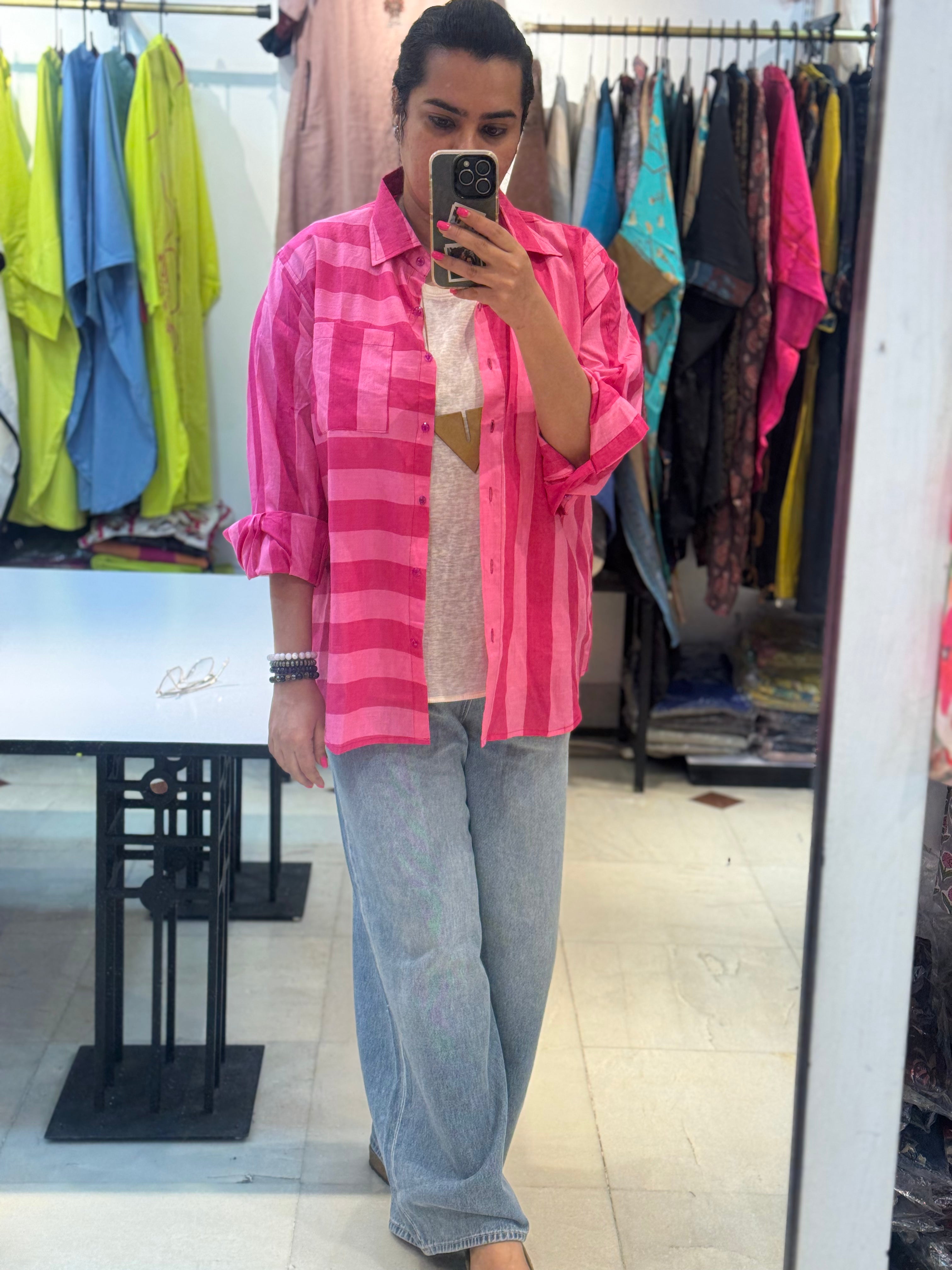 Stripe Oversized Shirt Bubblegum