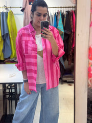 Stripe Oversized Shirt Bubblegum
