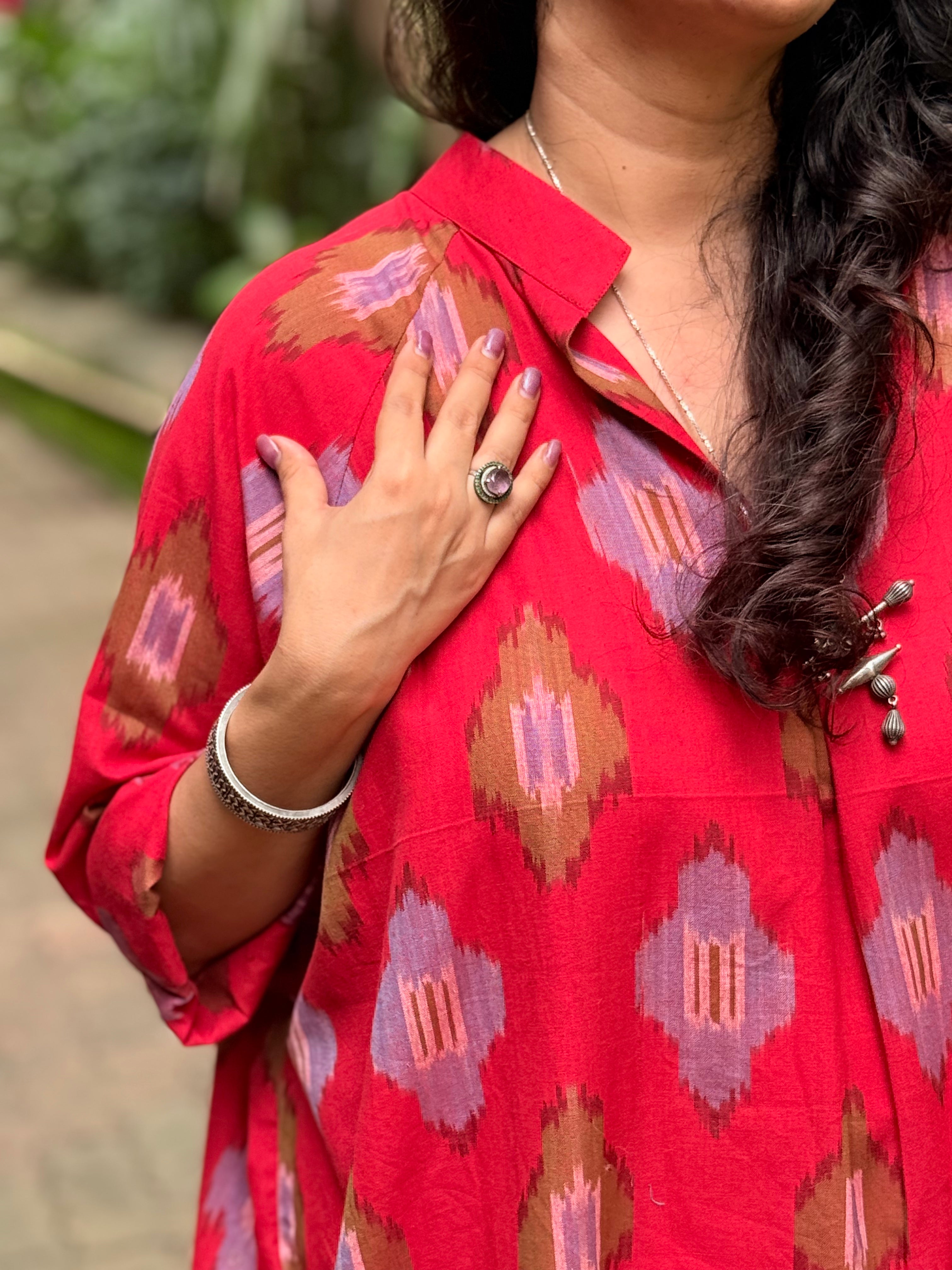 Sindoori Ikat Antifit Kurta