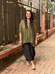 Ajrak Stripe Kaftan Shirt - Green