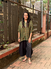 Ajrak Stripe Kaftan Shirt - Green