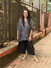 Ajrak Stripe Kaftan Shirt - Indigo
