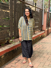 Ajrak Dot & Line Kaftan Shirt - Off White