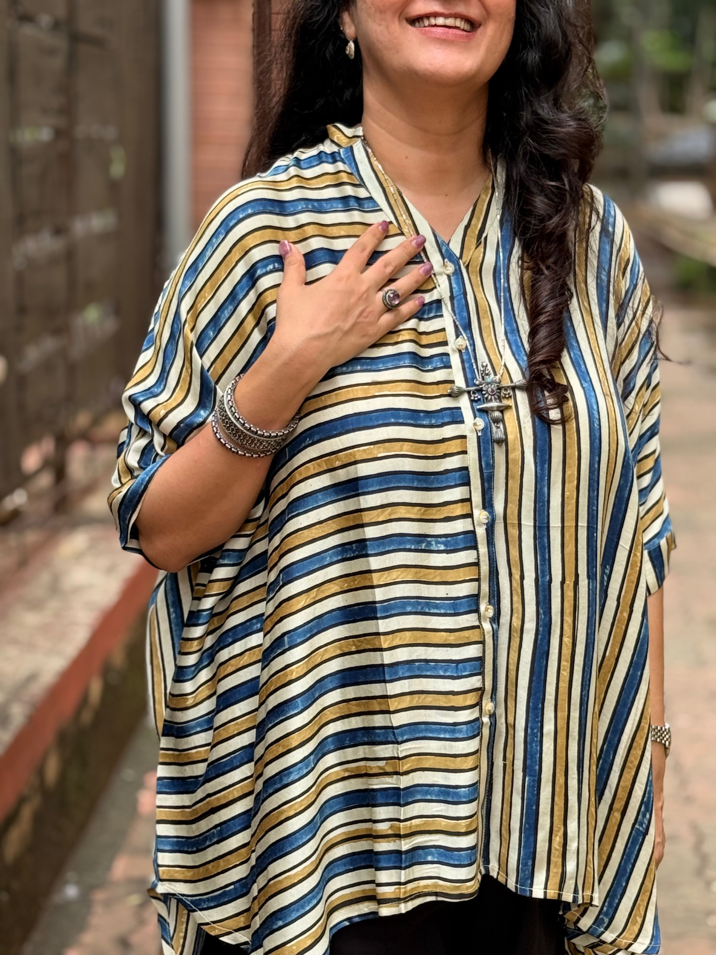 Ajrak Stripe Kaftan Shirt - Off White