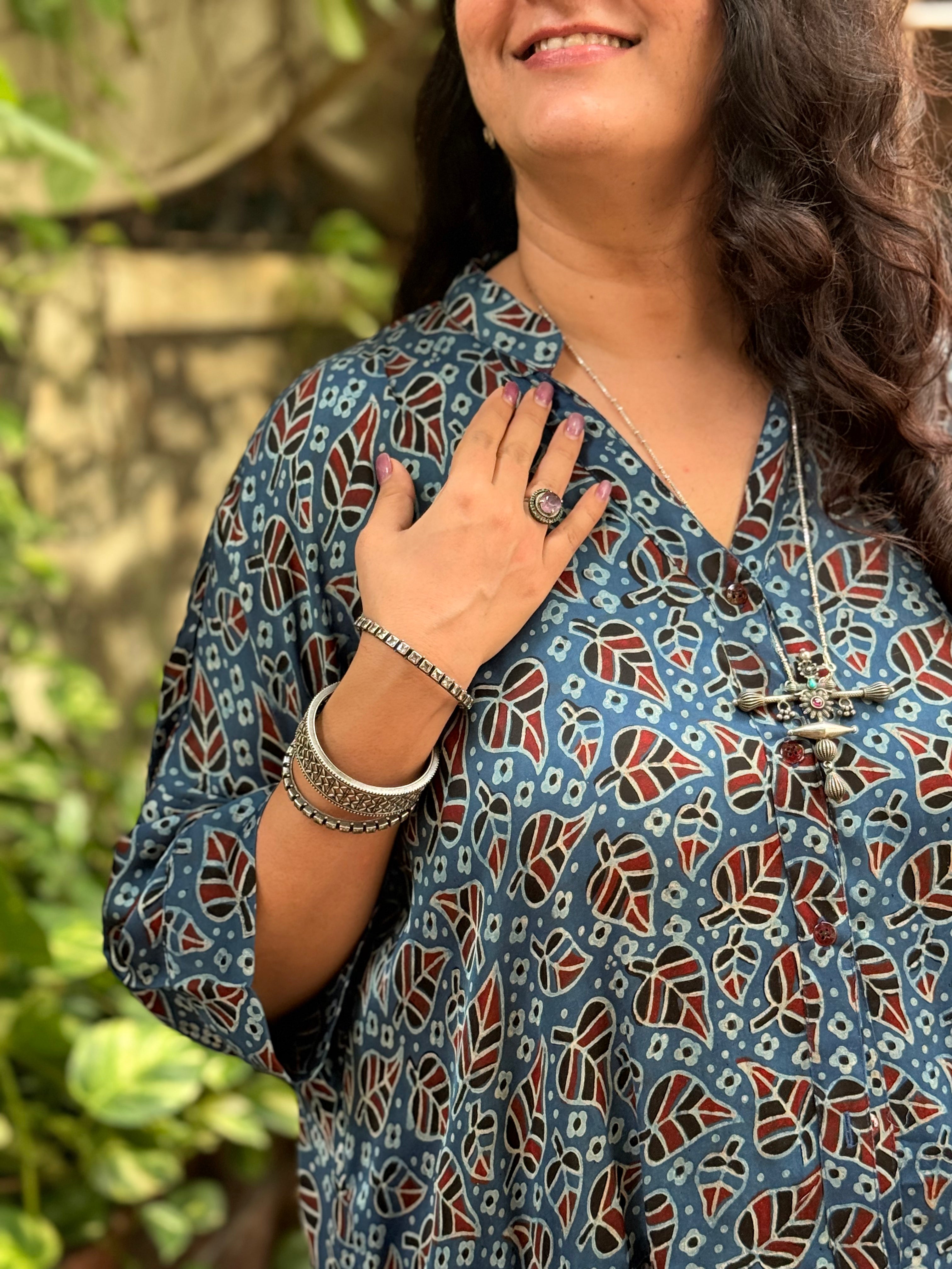 Ajrak Antifit Set - Indigo