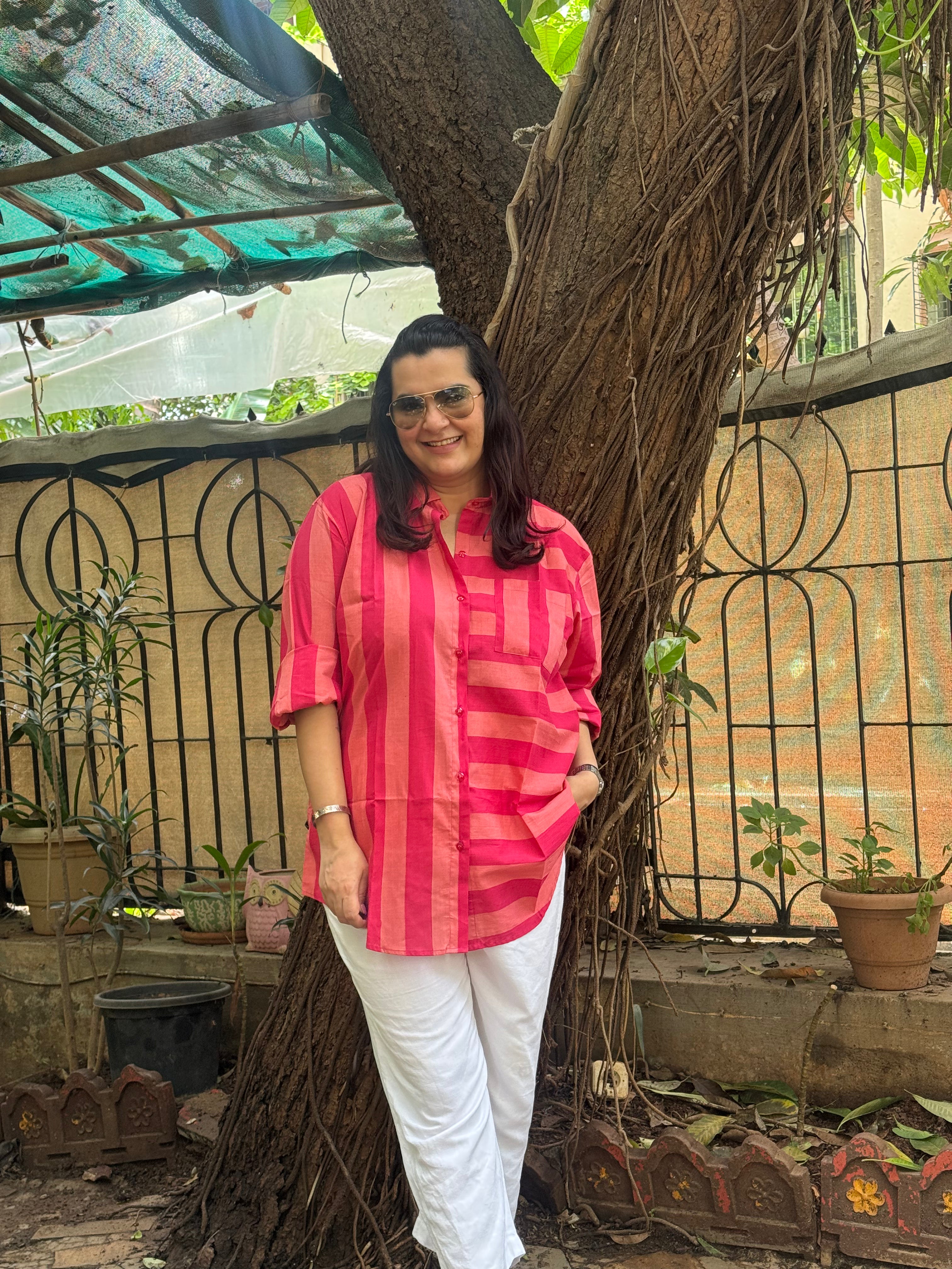 Stripe Oversized Shirt Bubblegum