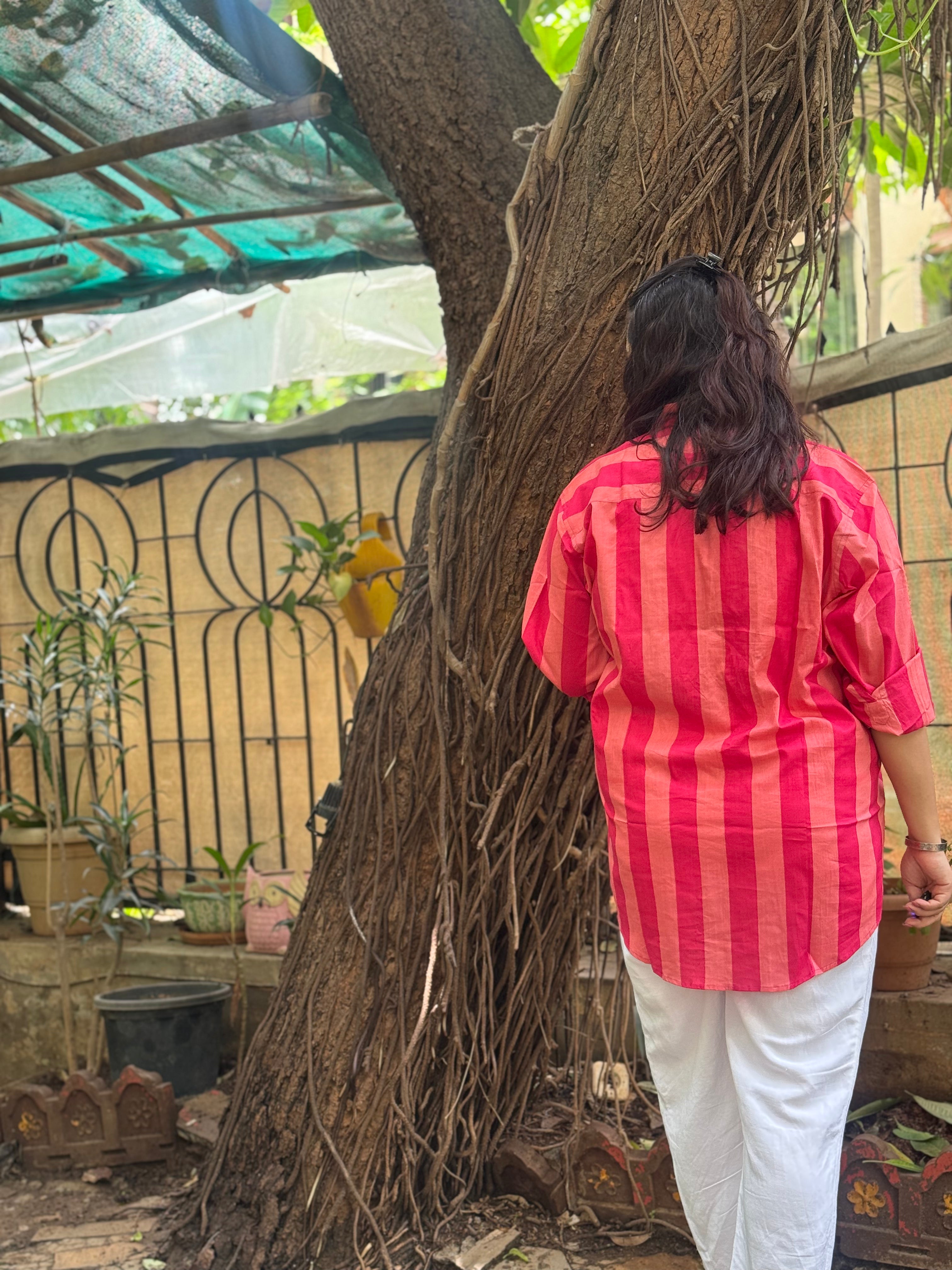 Stripe Oversized Shirt Bubblegum