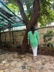 Stripe Oversized Shirt Turquoise