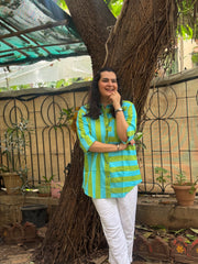 Stripe Oversized Shirt Turquoise