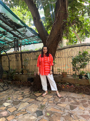 Stripe Oversized Shirt Orange Pink
