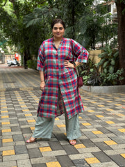 Madras Checks Antifit Kurta Red