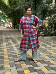 Madras Checks Antifit Kurta Red