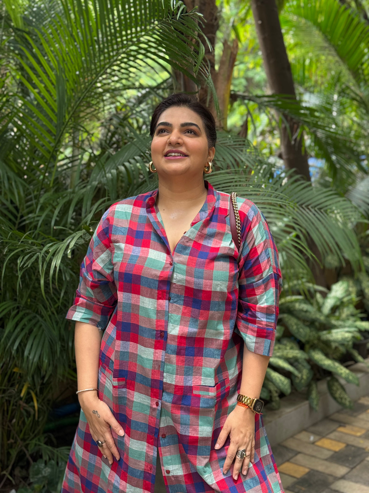 Madras Checks Antifit Kurta Red