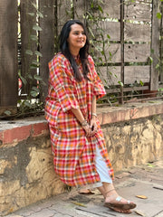 Madras Check Antifit Kurta - Red