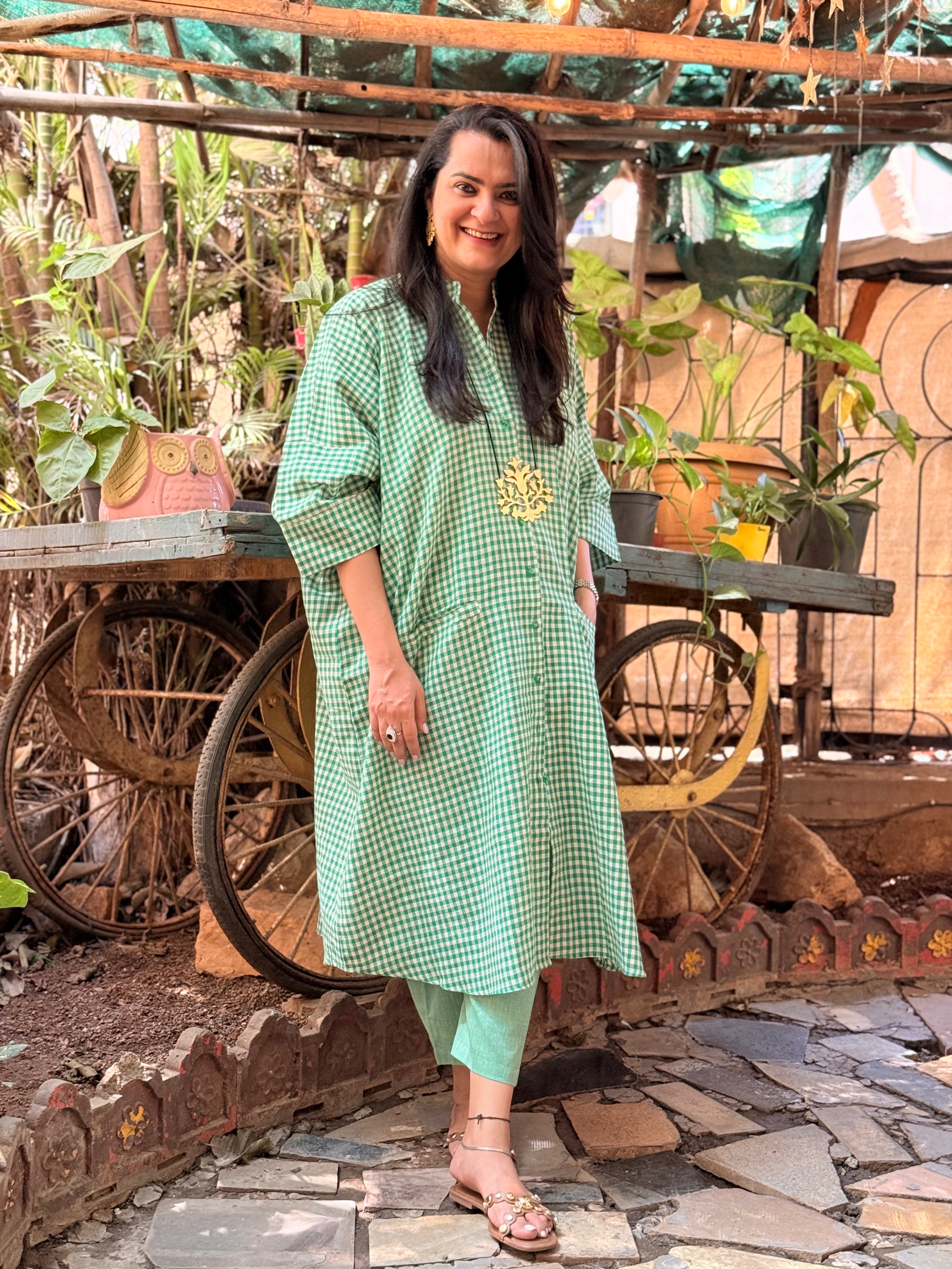 Gingham Garden Antifit Set - Green
