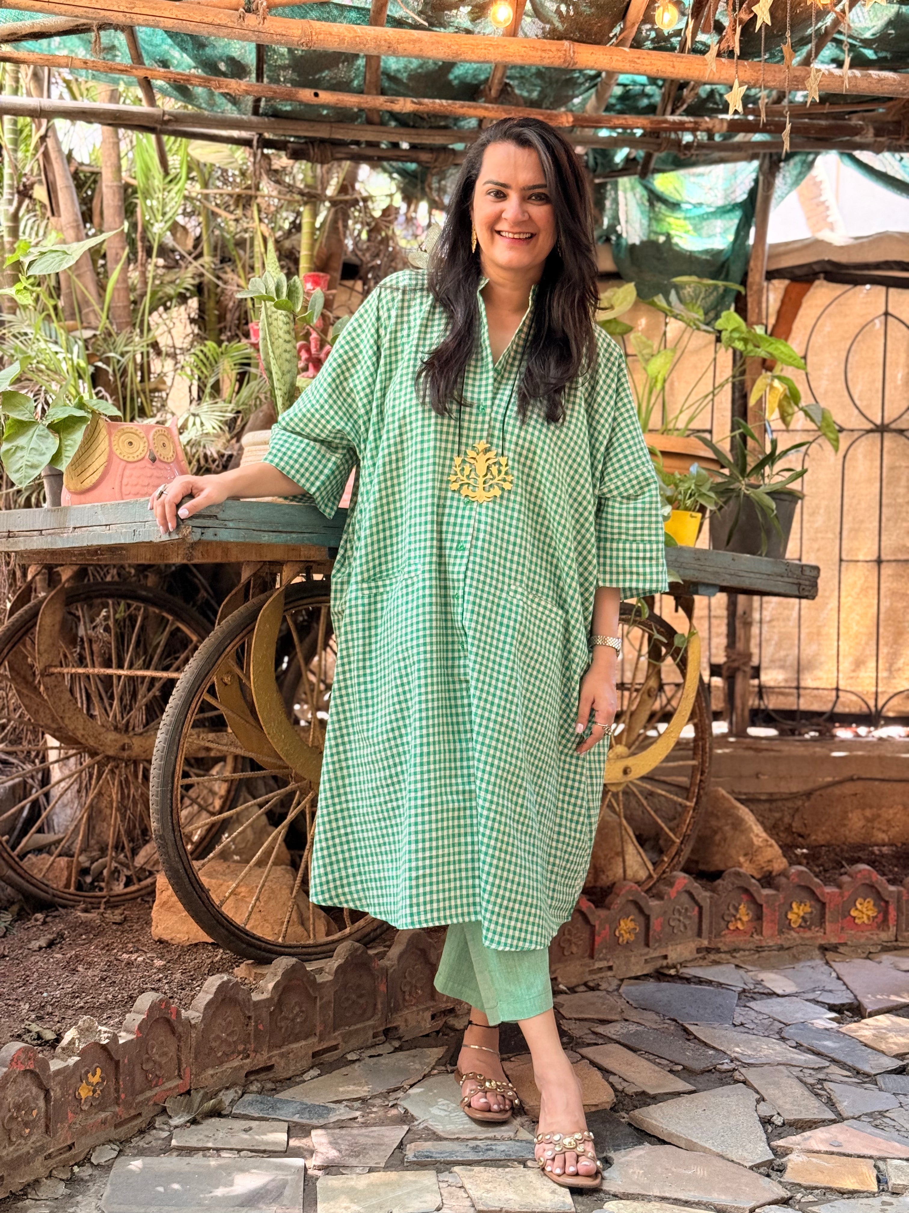 Gingham Garden Antifit Set - Green