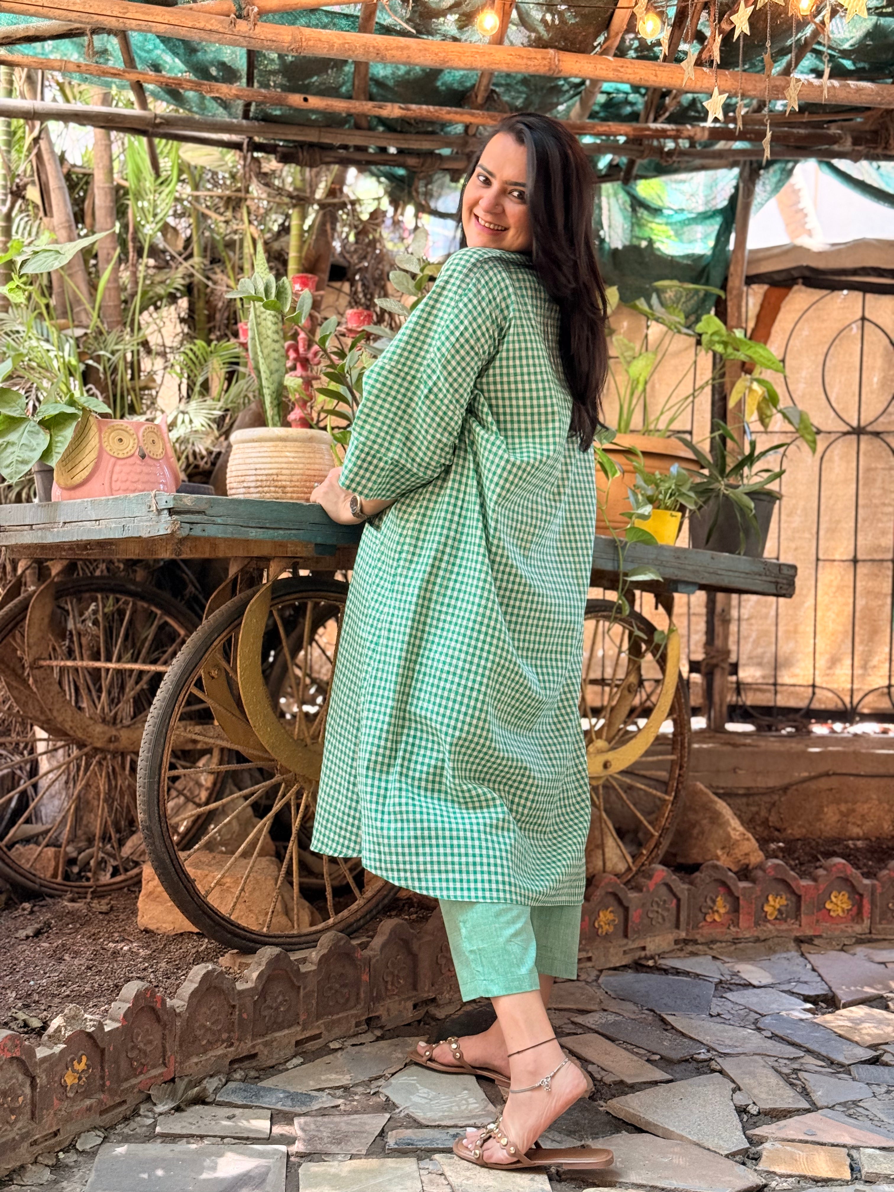 Gingham Garden Antifit Set - Green