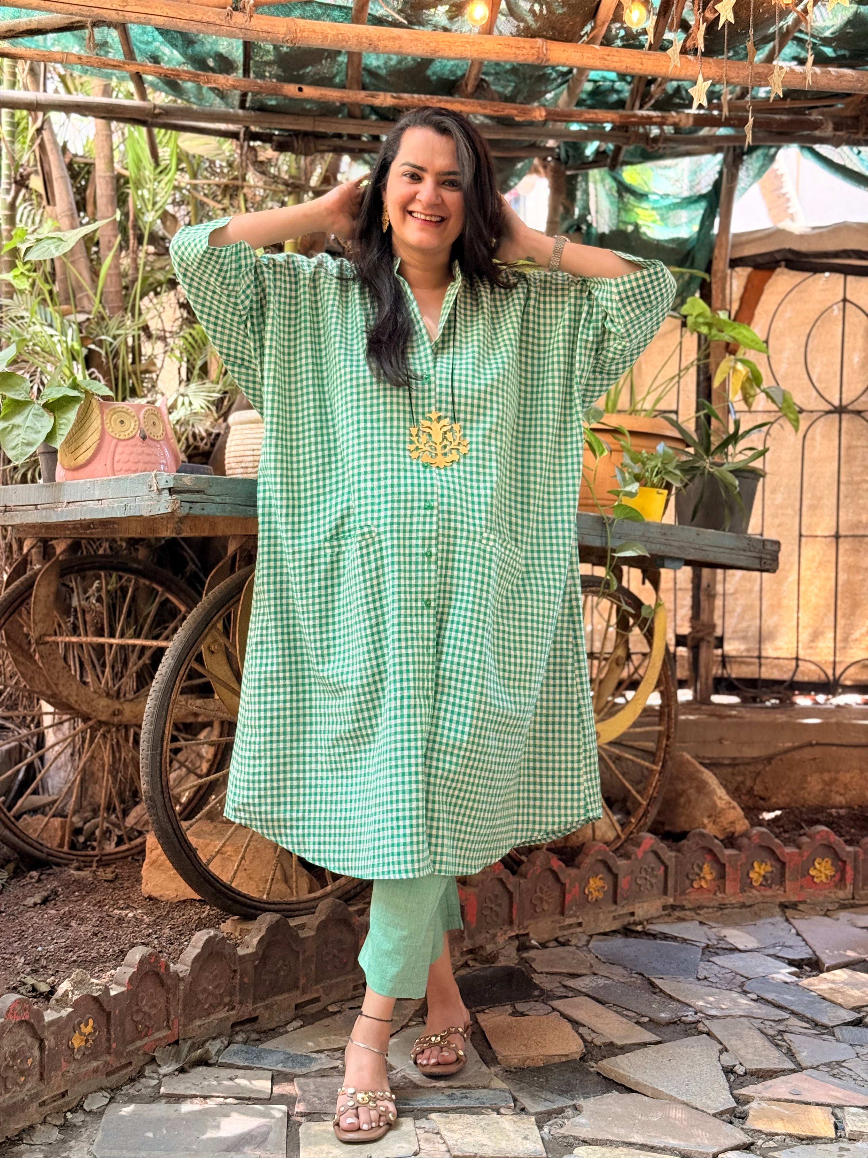 Gingham Garden Antifit Set - Green