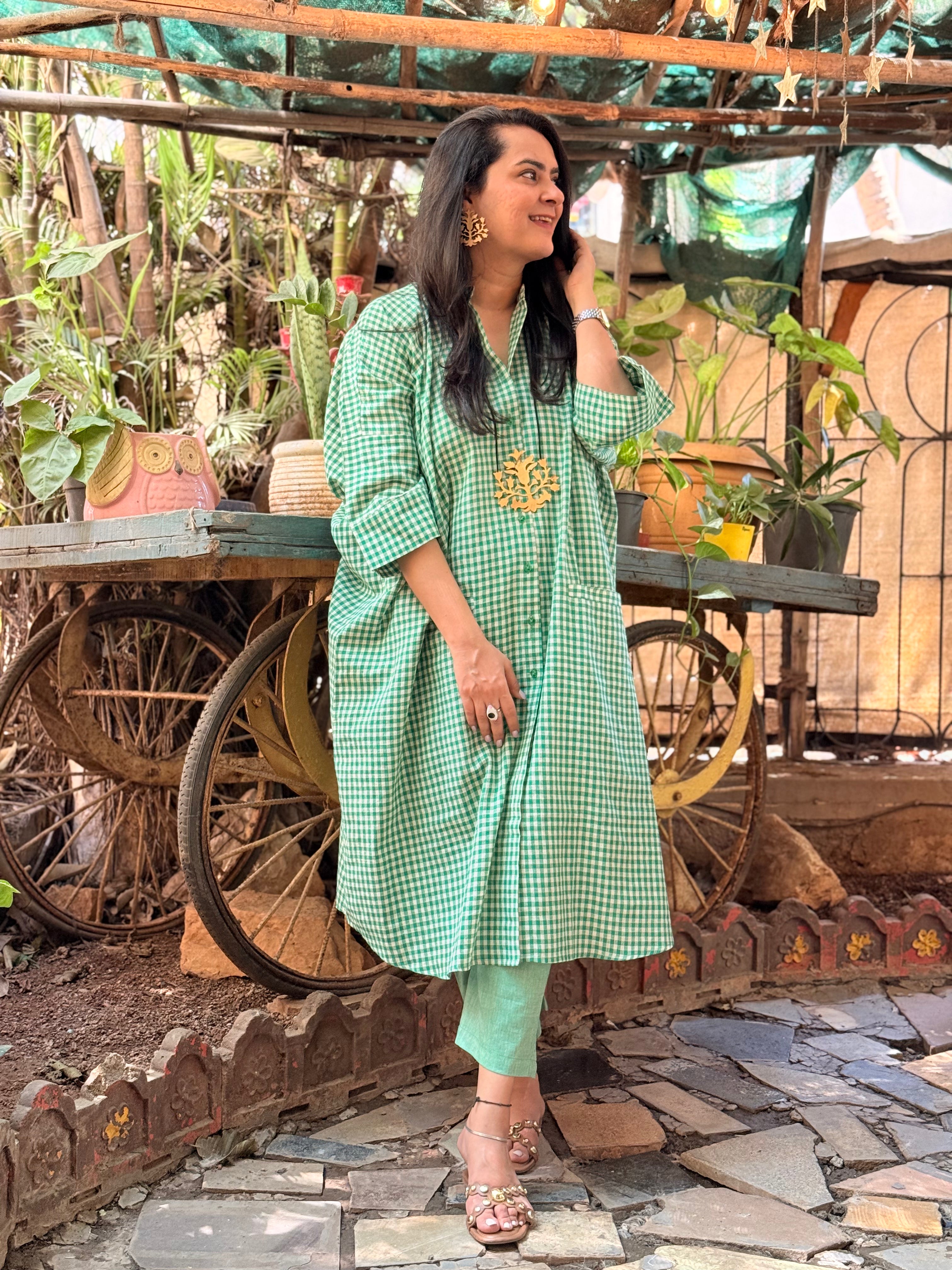 Gingham Garden Antifit Set - Green