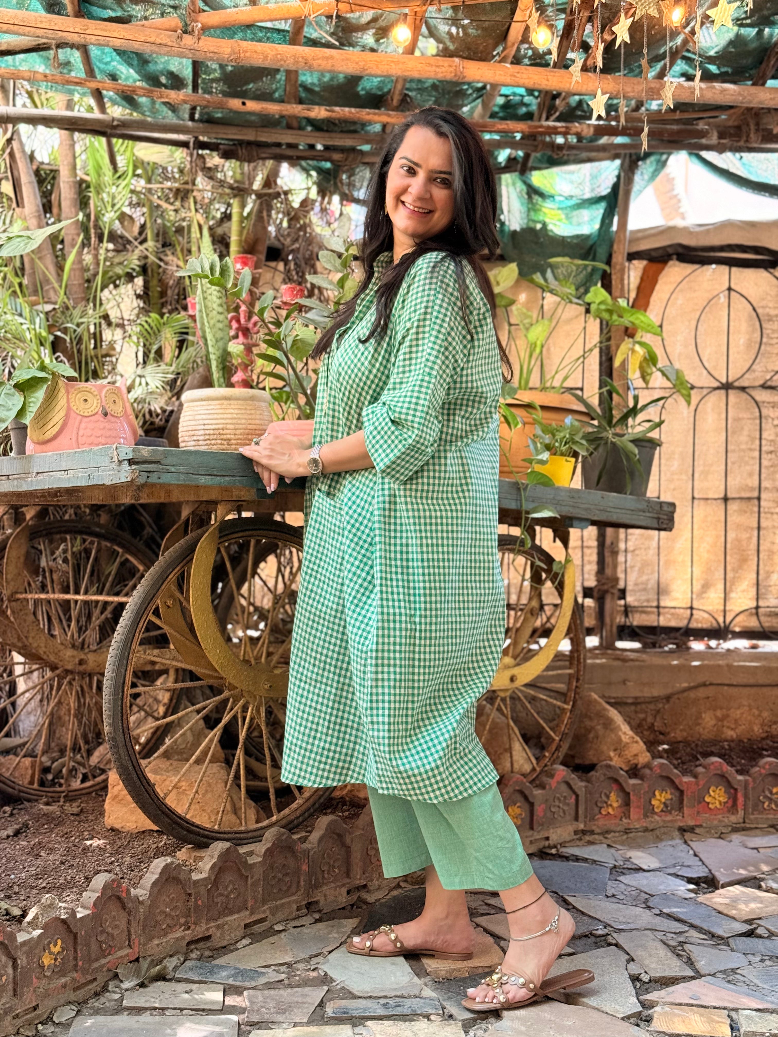 Gingham Garden Antifit Set - Green