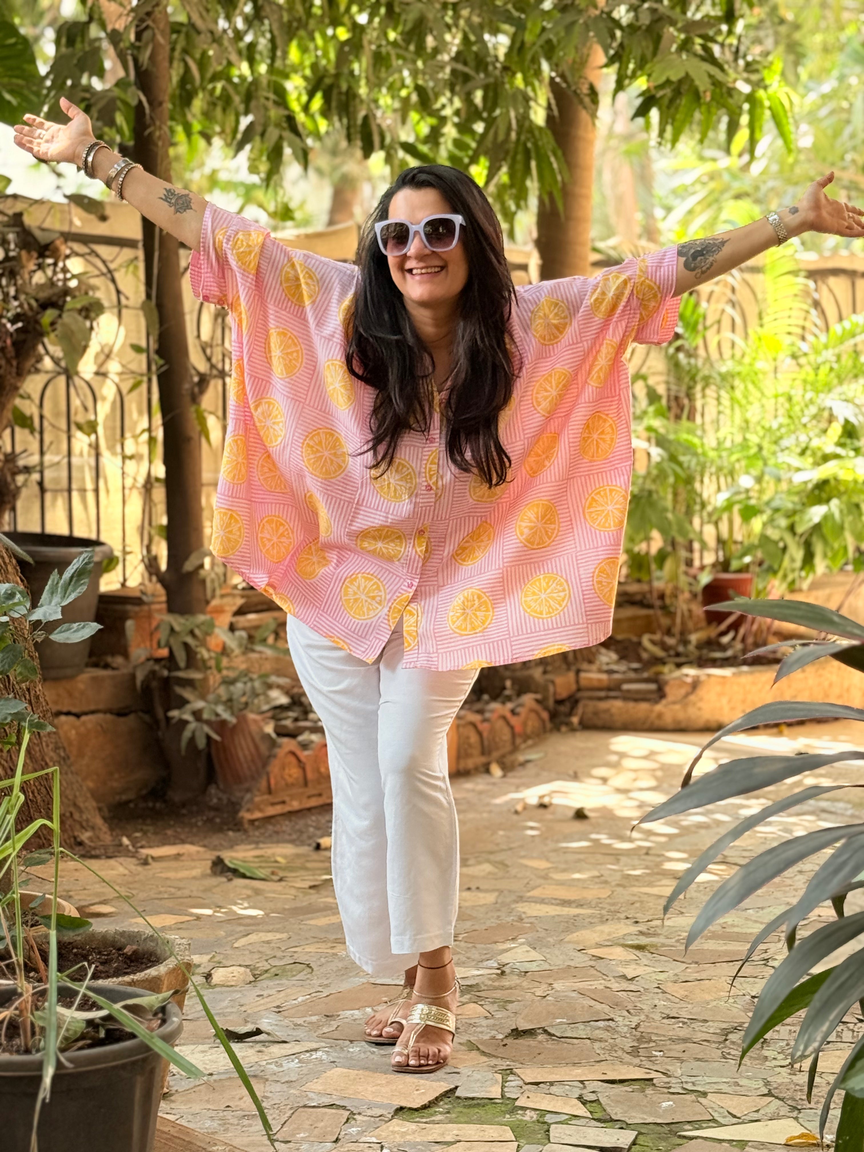 Limonchello Kaftan Shirt - Pink