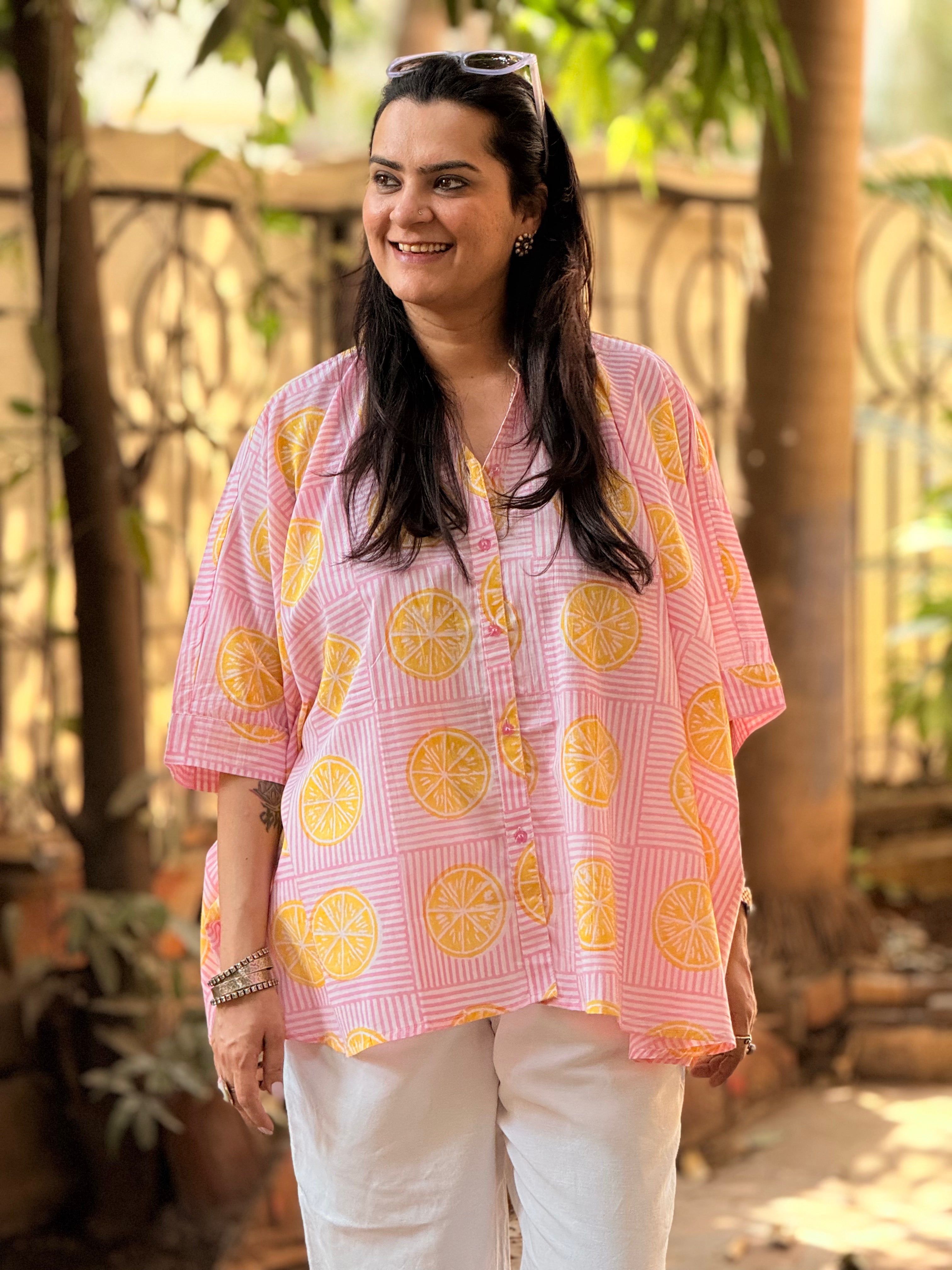 Limonchello Kaftan Shirt - Pink
