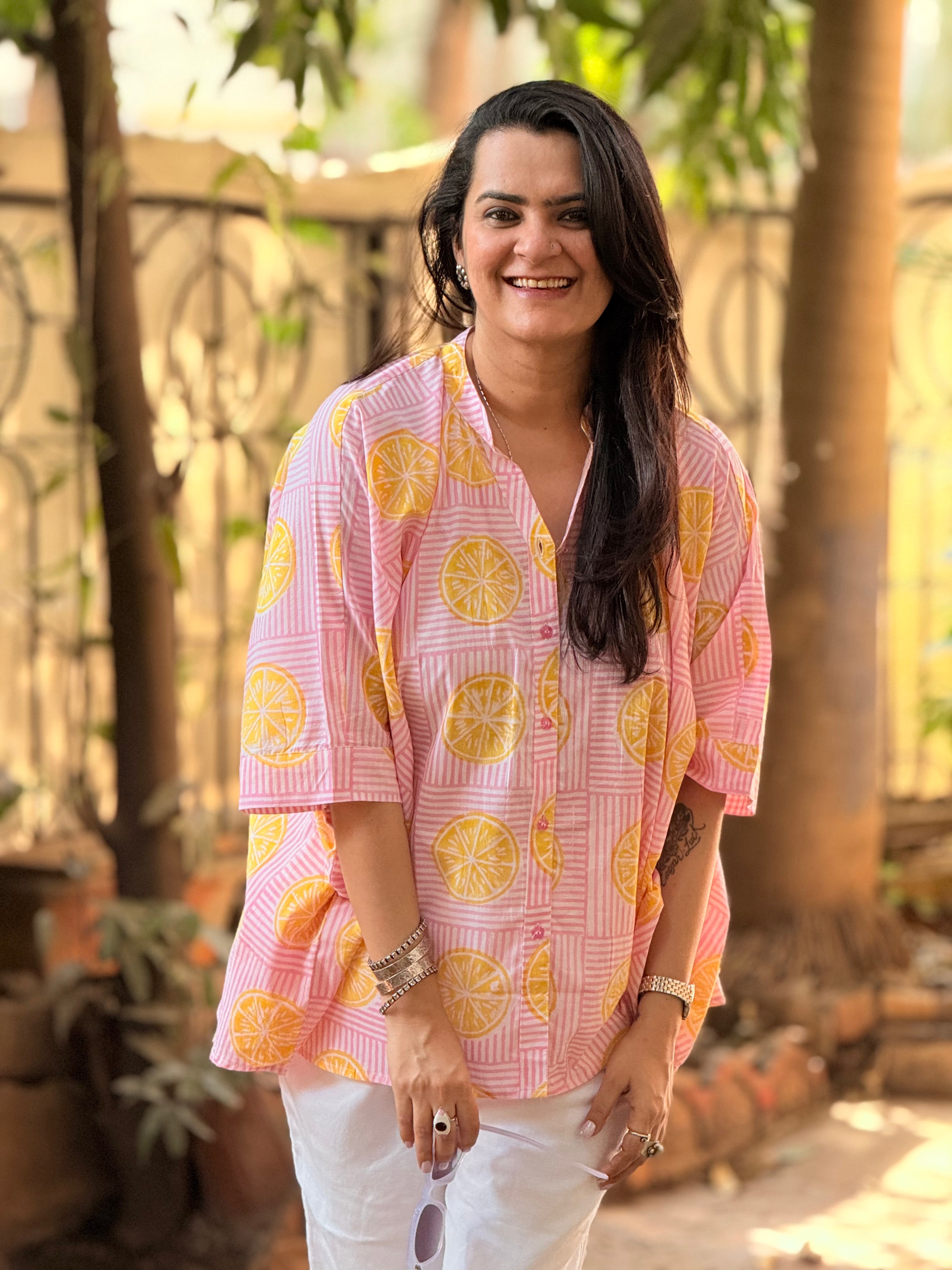 Limonchello Kaftan Shirt - Pink