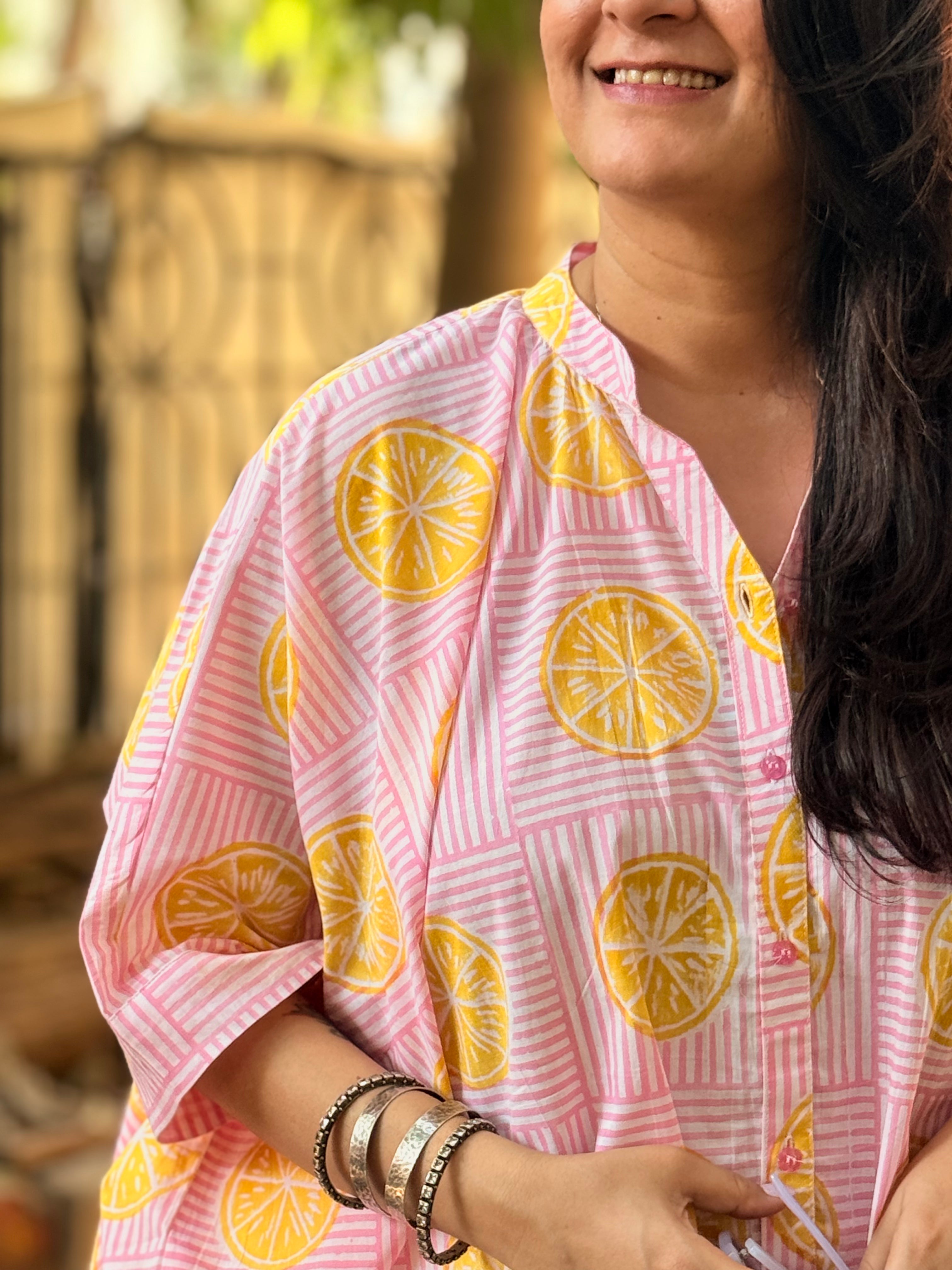 Limonchello Kaftan Shirt - Pink