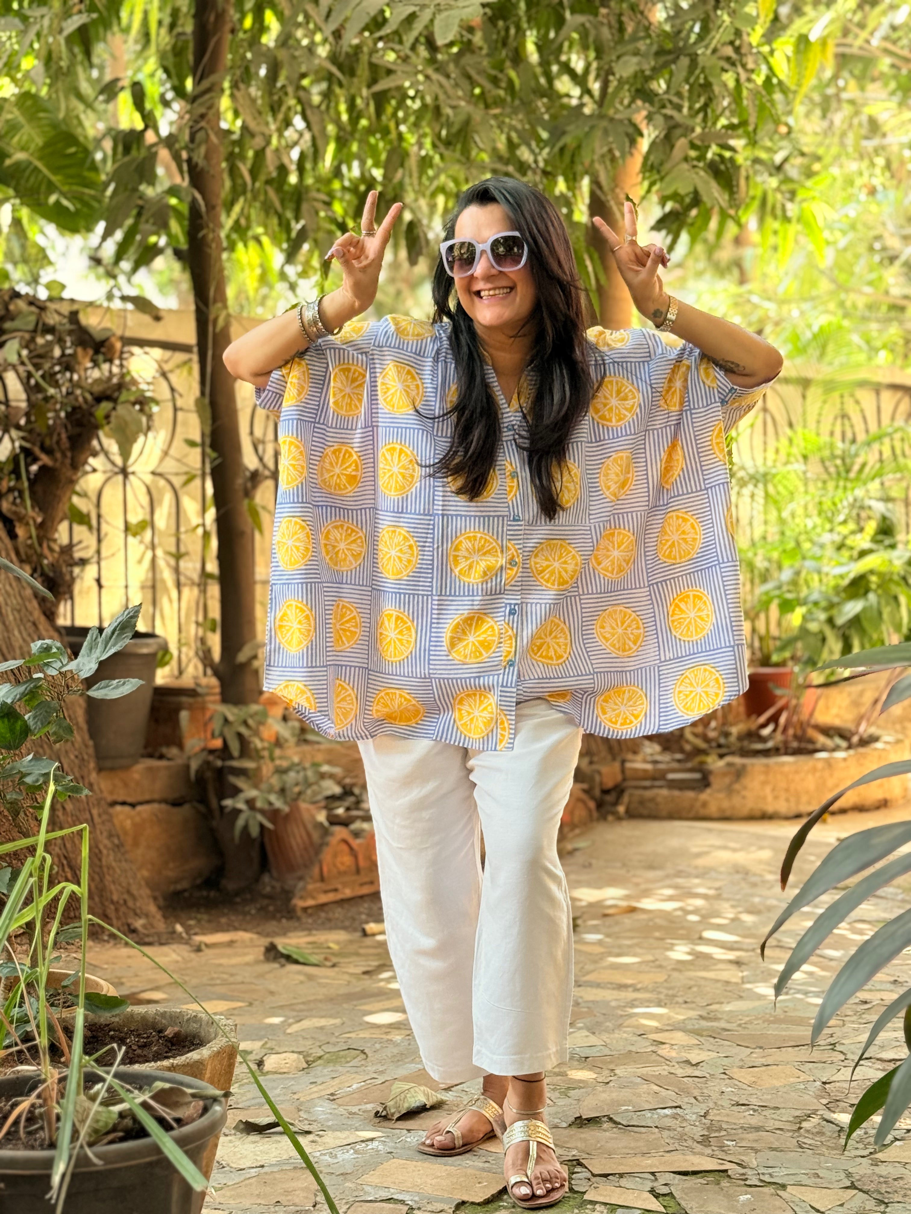 Limonchello Kaftan Shirt - Blue