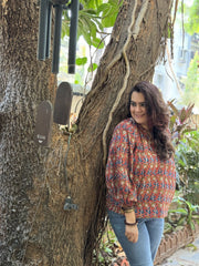 Ajrak Bubble Sleeve Top