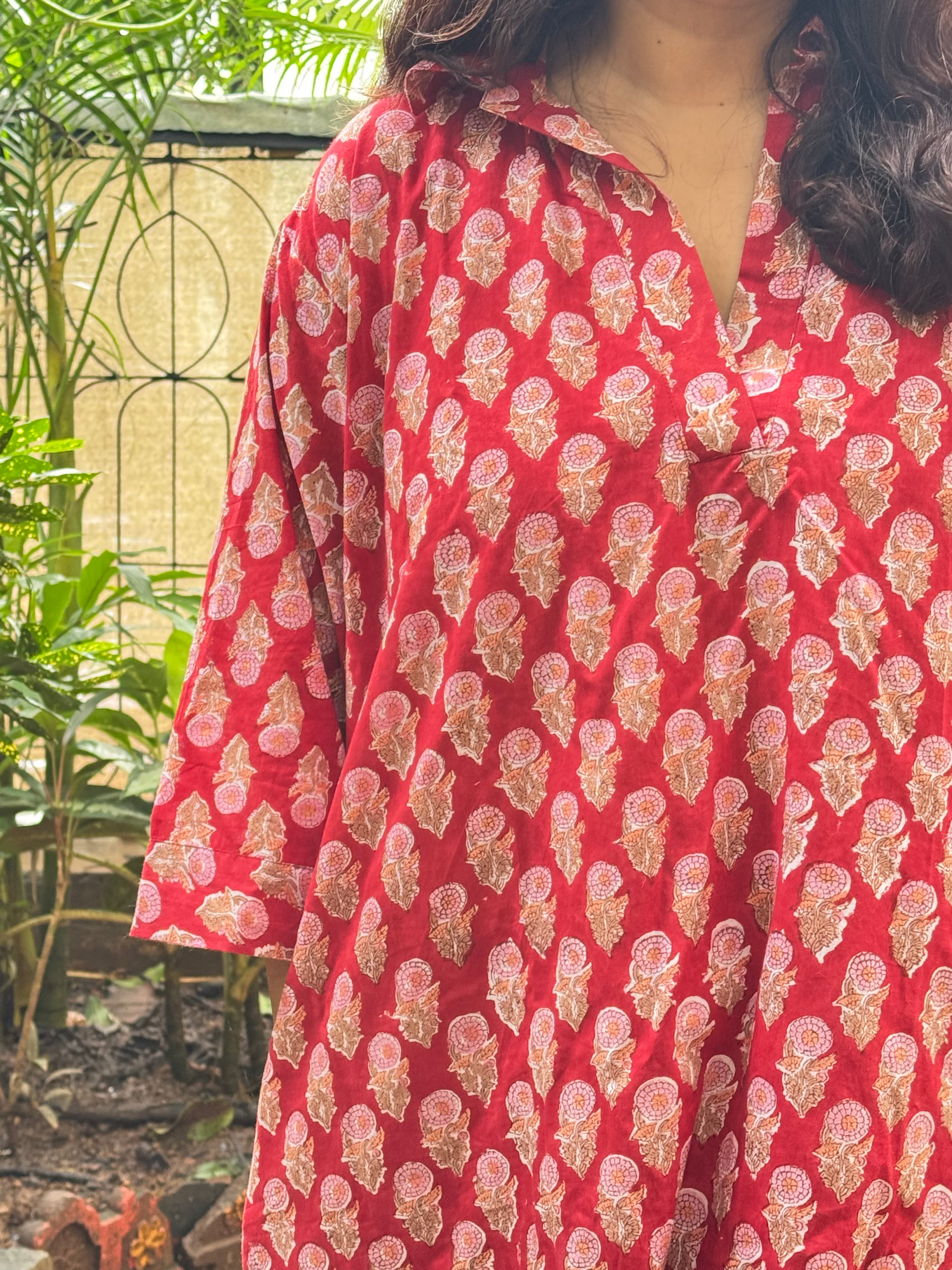 Red Hand Blocked Slip Dress