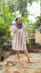 White Floral Stripe Slip Dress