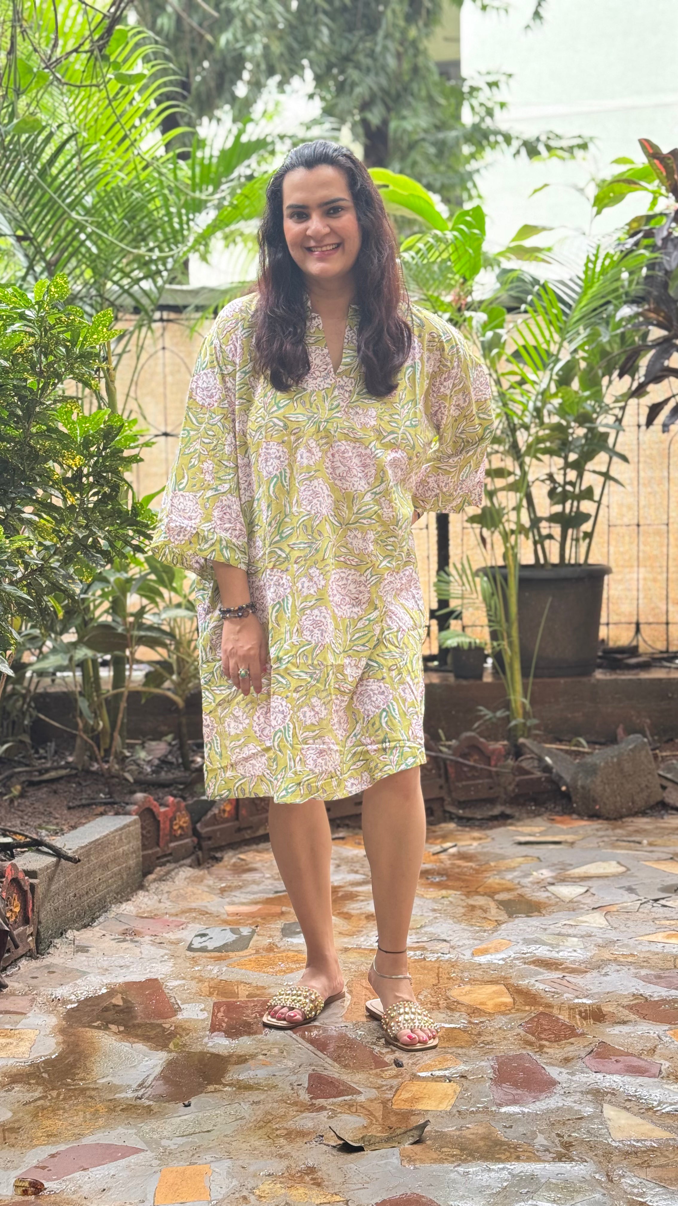 Lime Floral Slip Dress