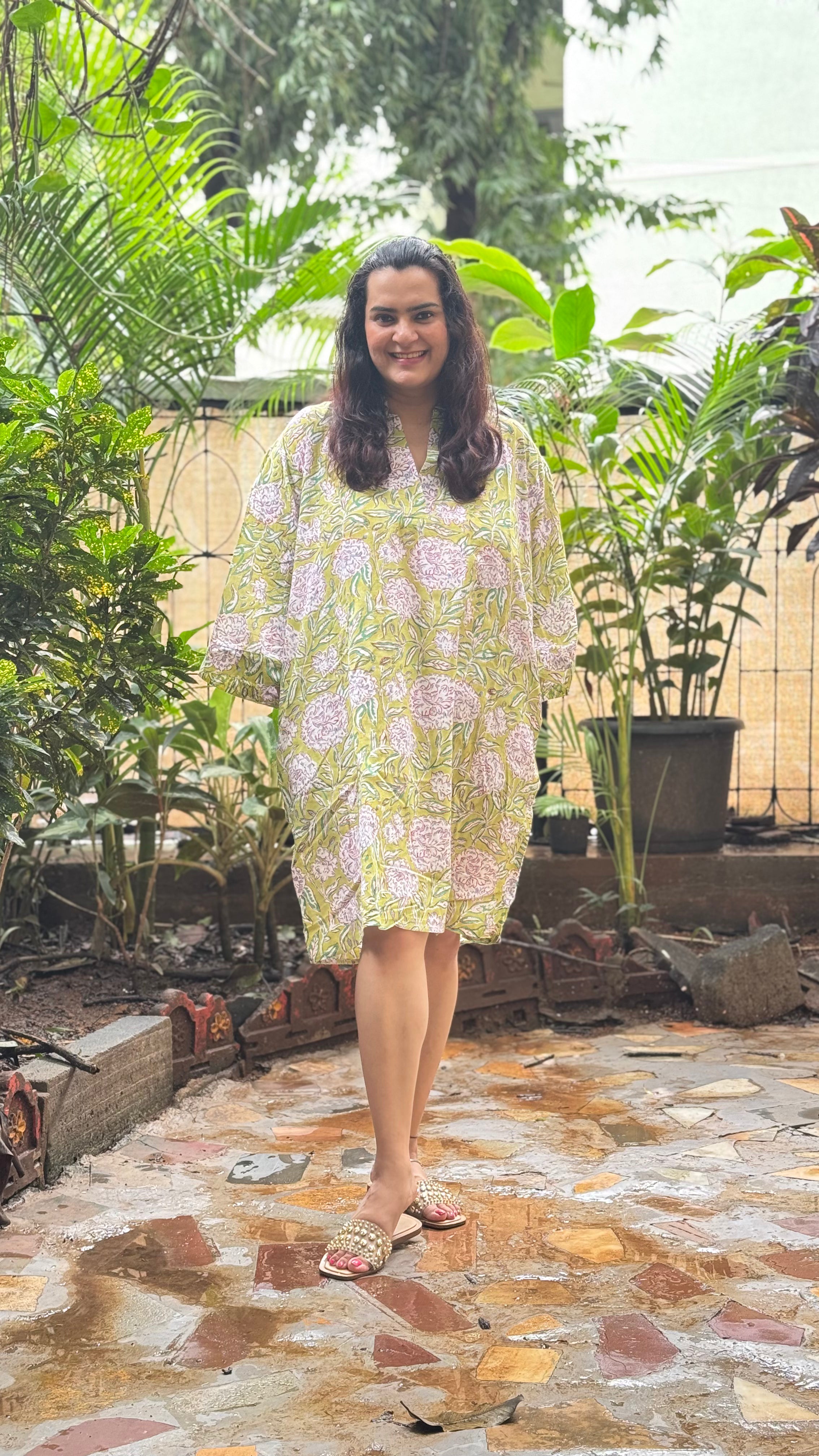 Lime Floral Slip Dress