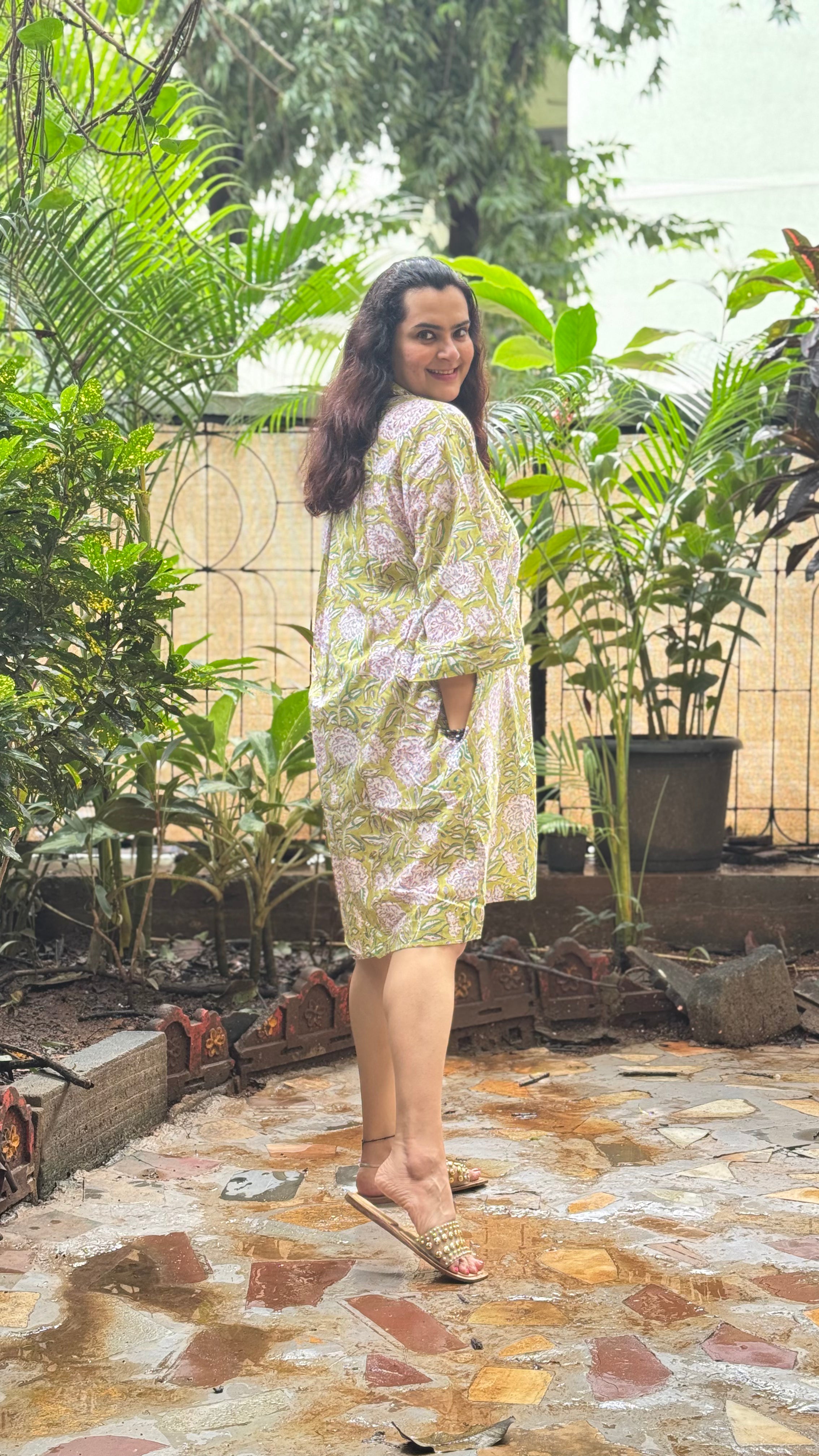 Lime Floral Slip Dress