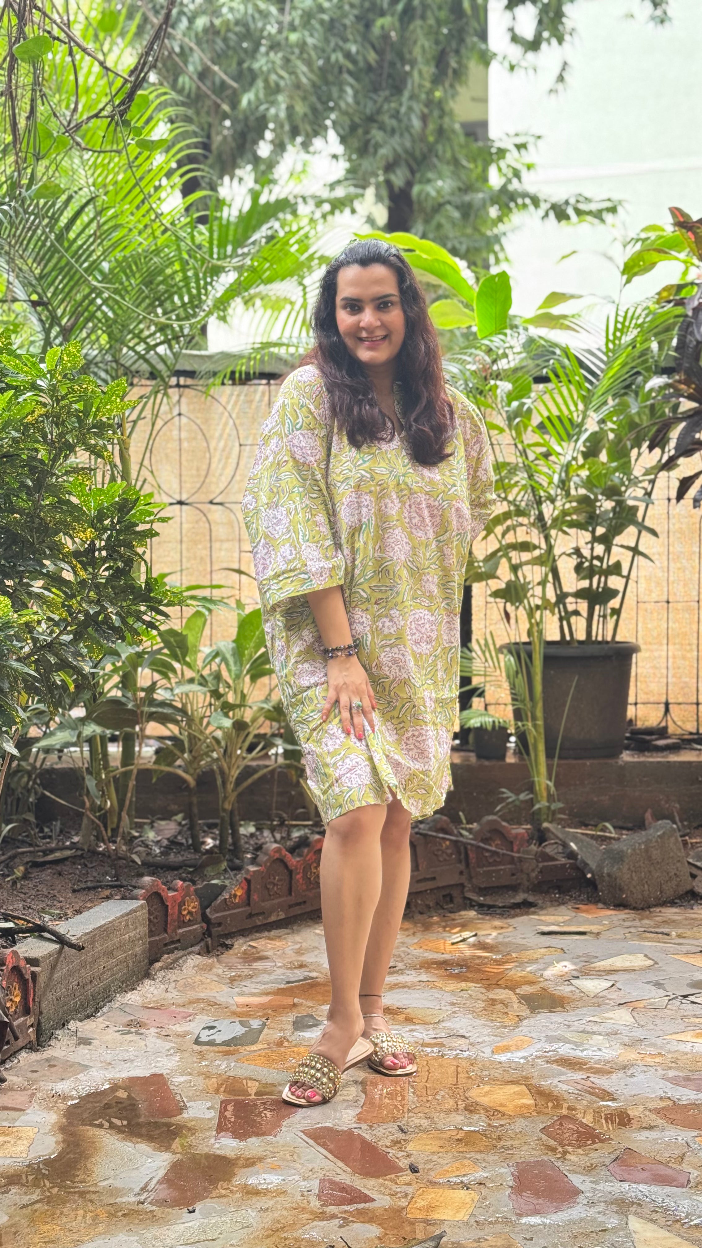 Lime Floral Slip Dress