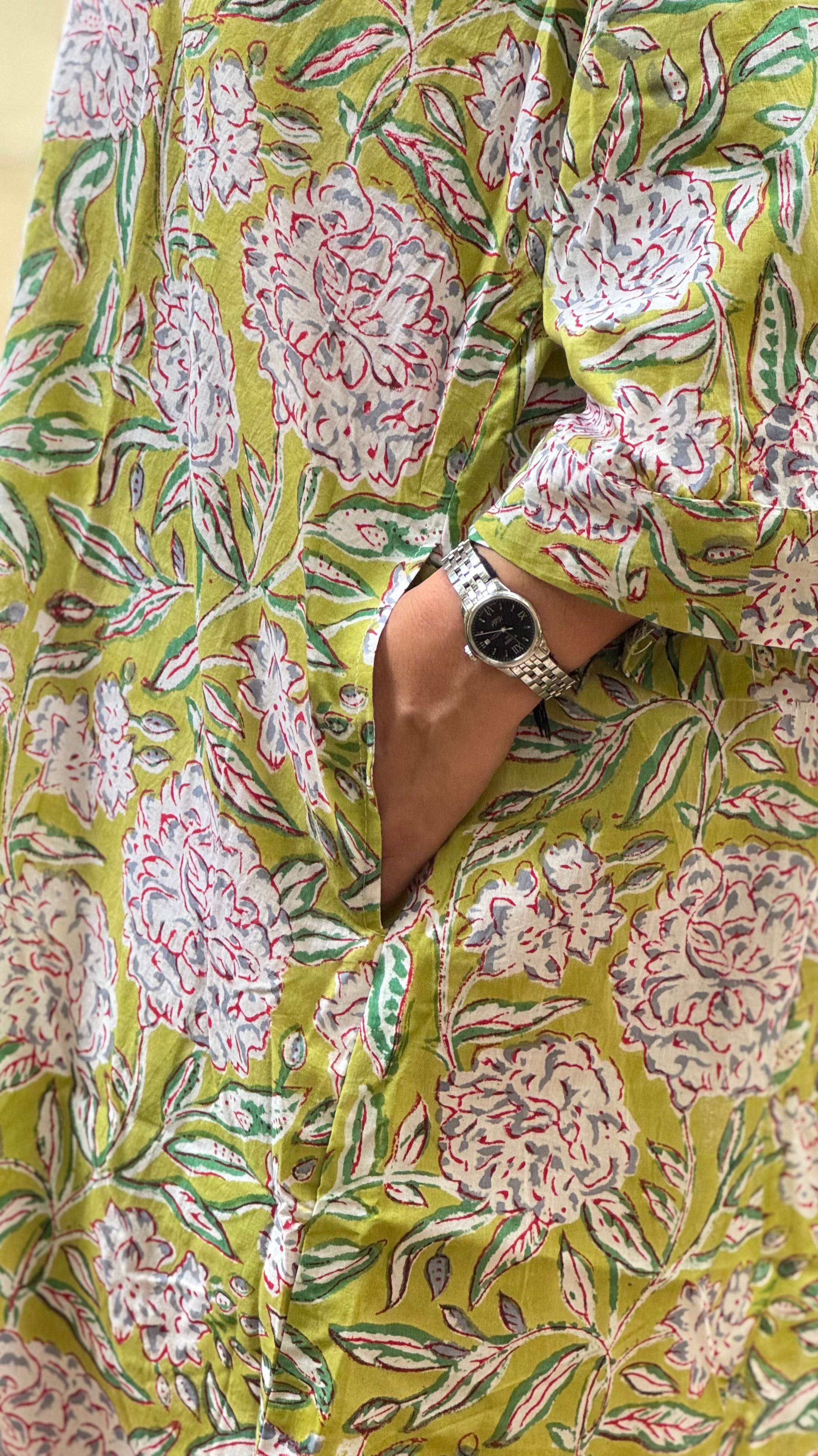 Lime Floral Slip Dress